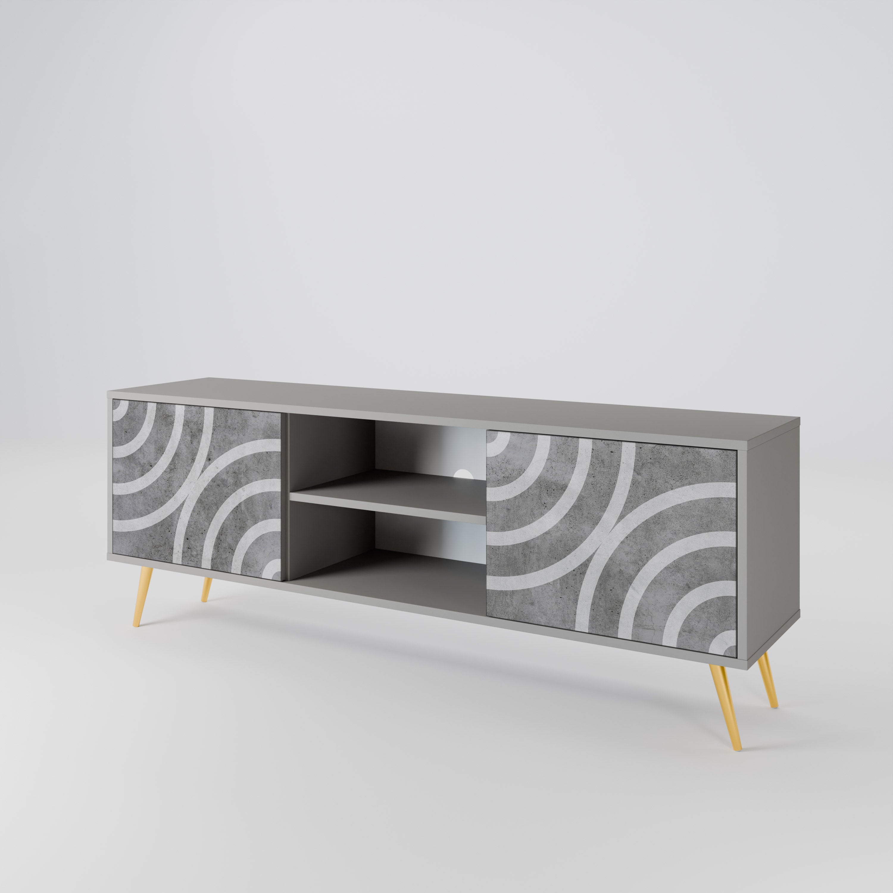 CIRCLE CONCRETE 2-Door TV Cabinet