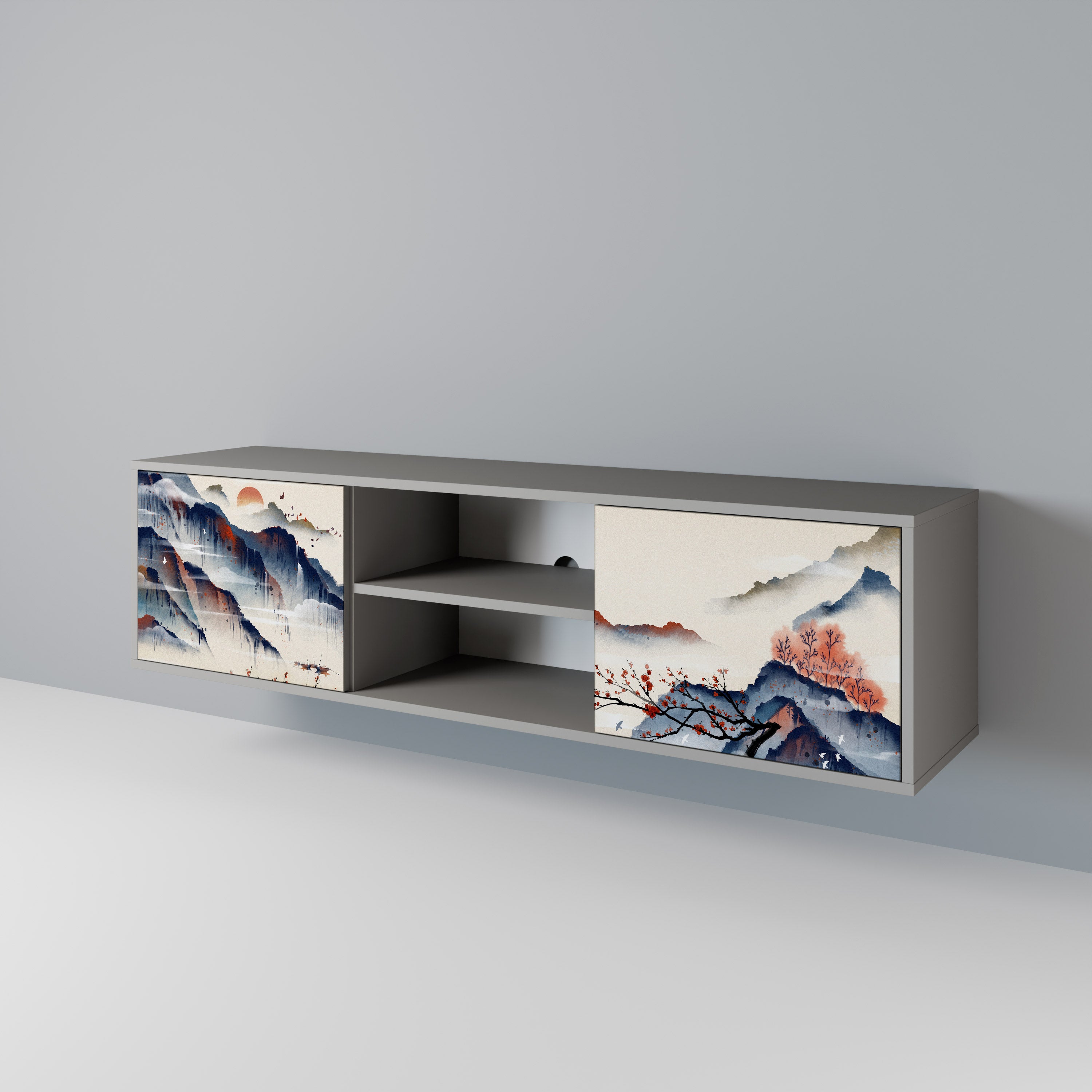 JAPANESE LANDSCAPE 2-Door TV Cabinet