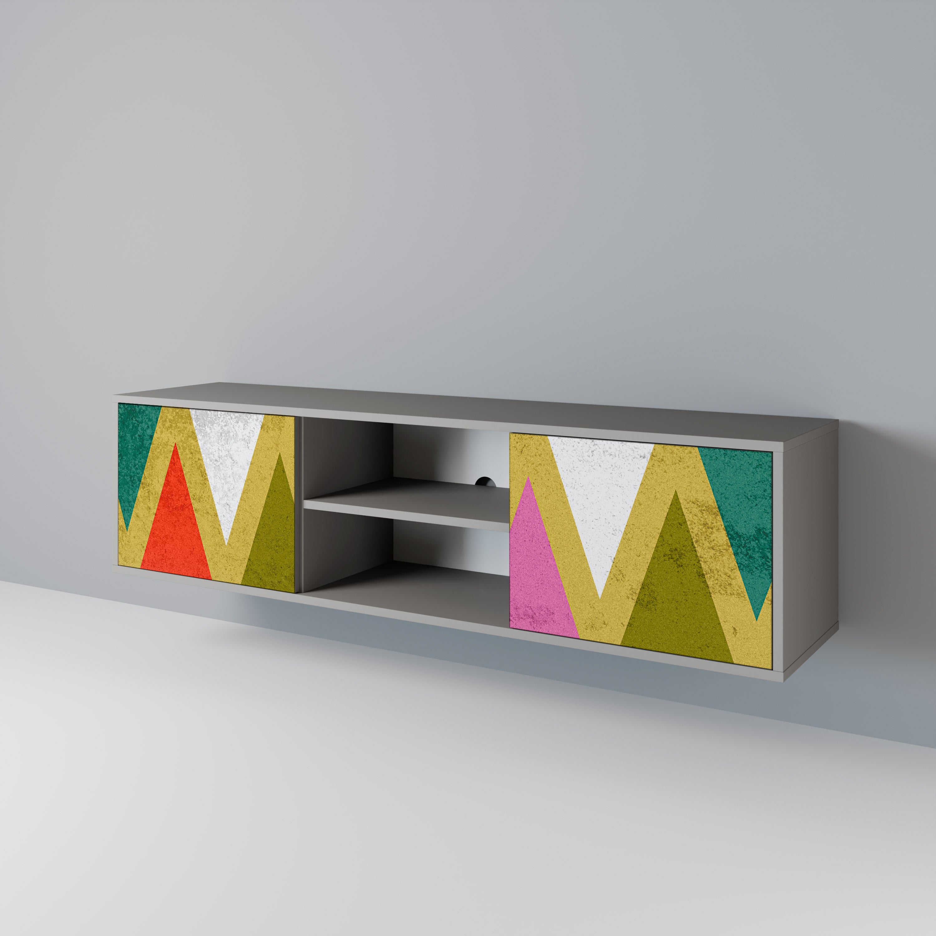 COLORFUL TRIANGLES 2-Door TV Cabinet