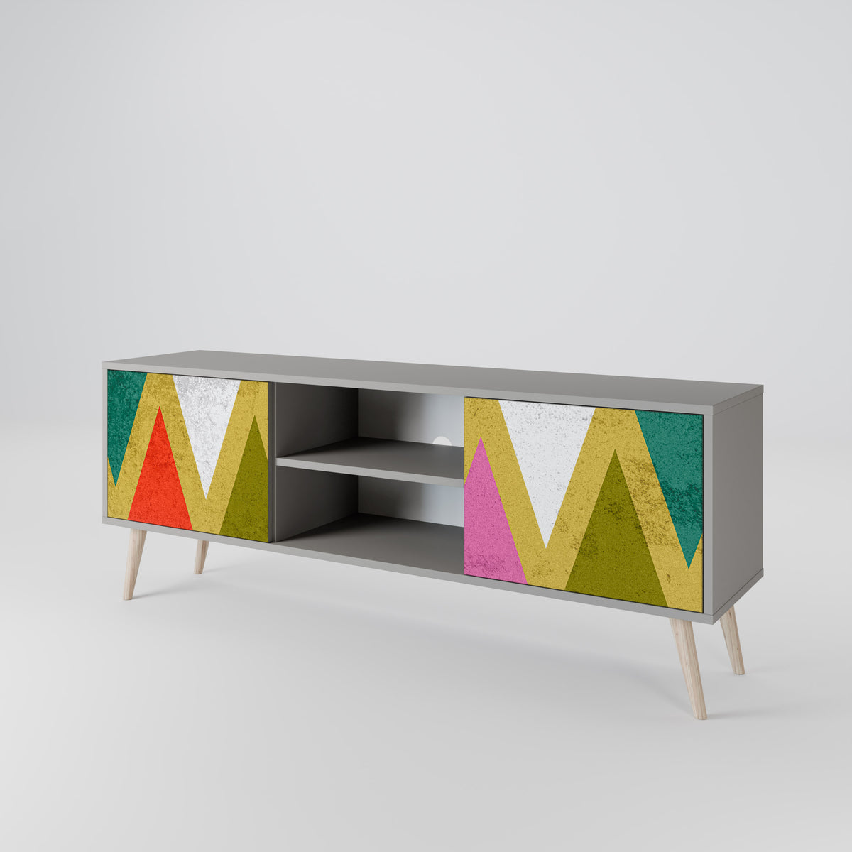 COLORFUL TRIANGLES 2-Door TV Cabinet