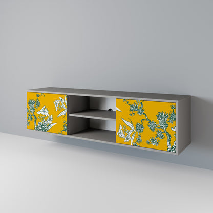 YELLOW CHINOISERIE TV-bänk med två dörrar