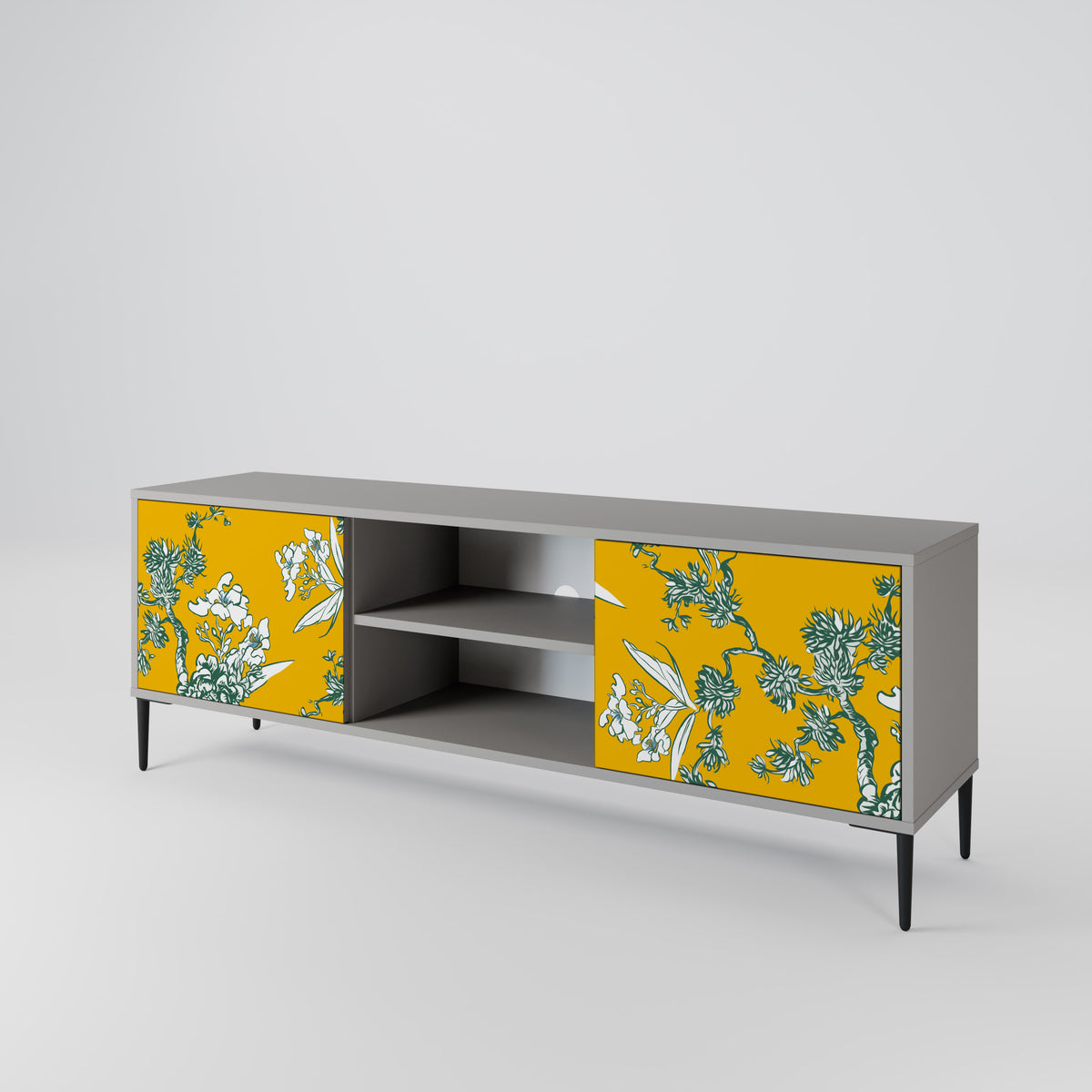 YELLOW CHINOISERIE TV-bänk med två dörrar