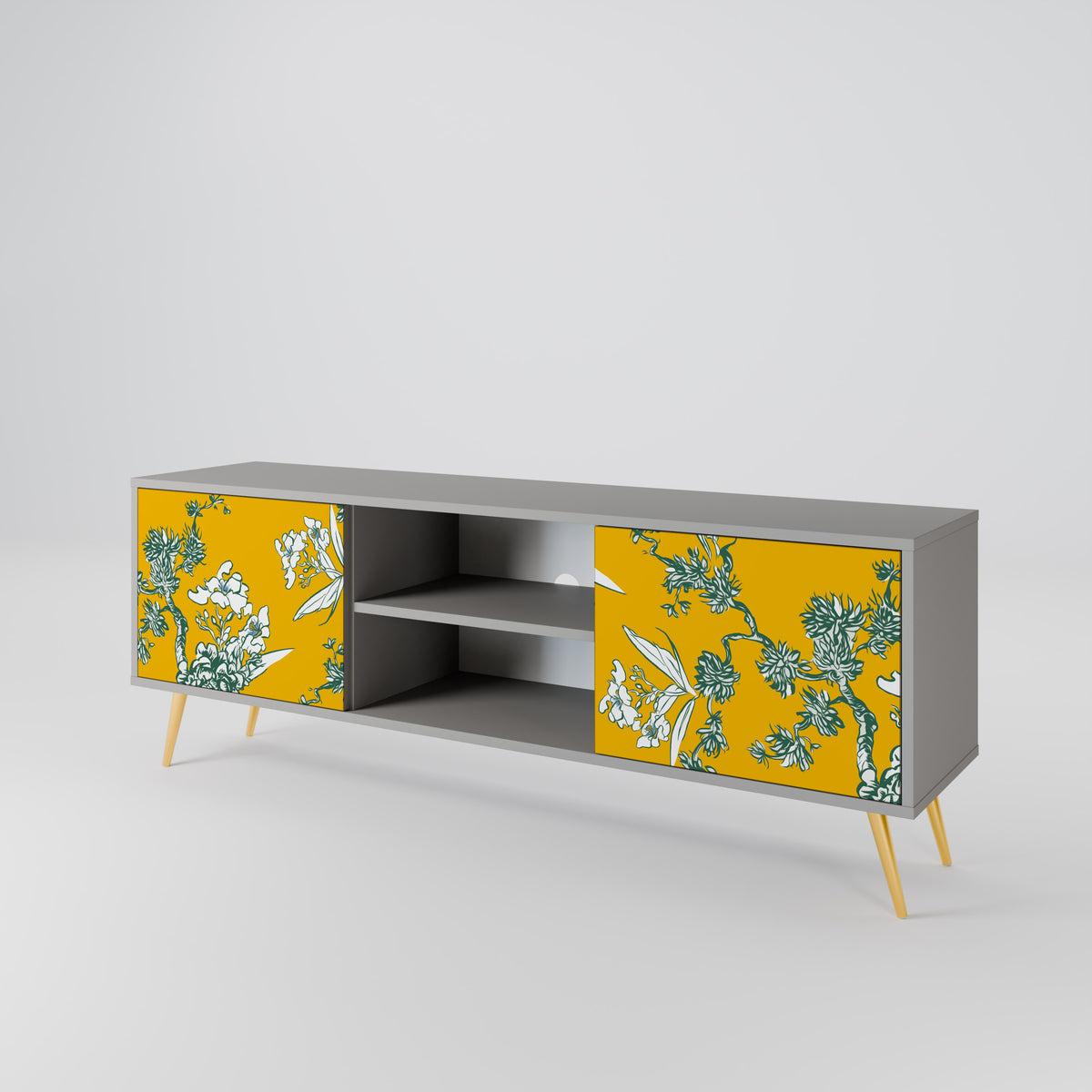YELLOW CHINOISERIE TV-bänk med två dörrar