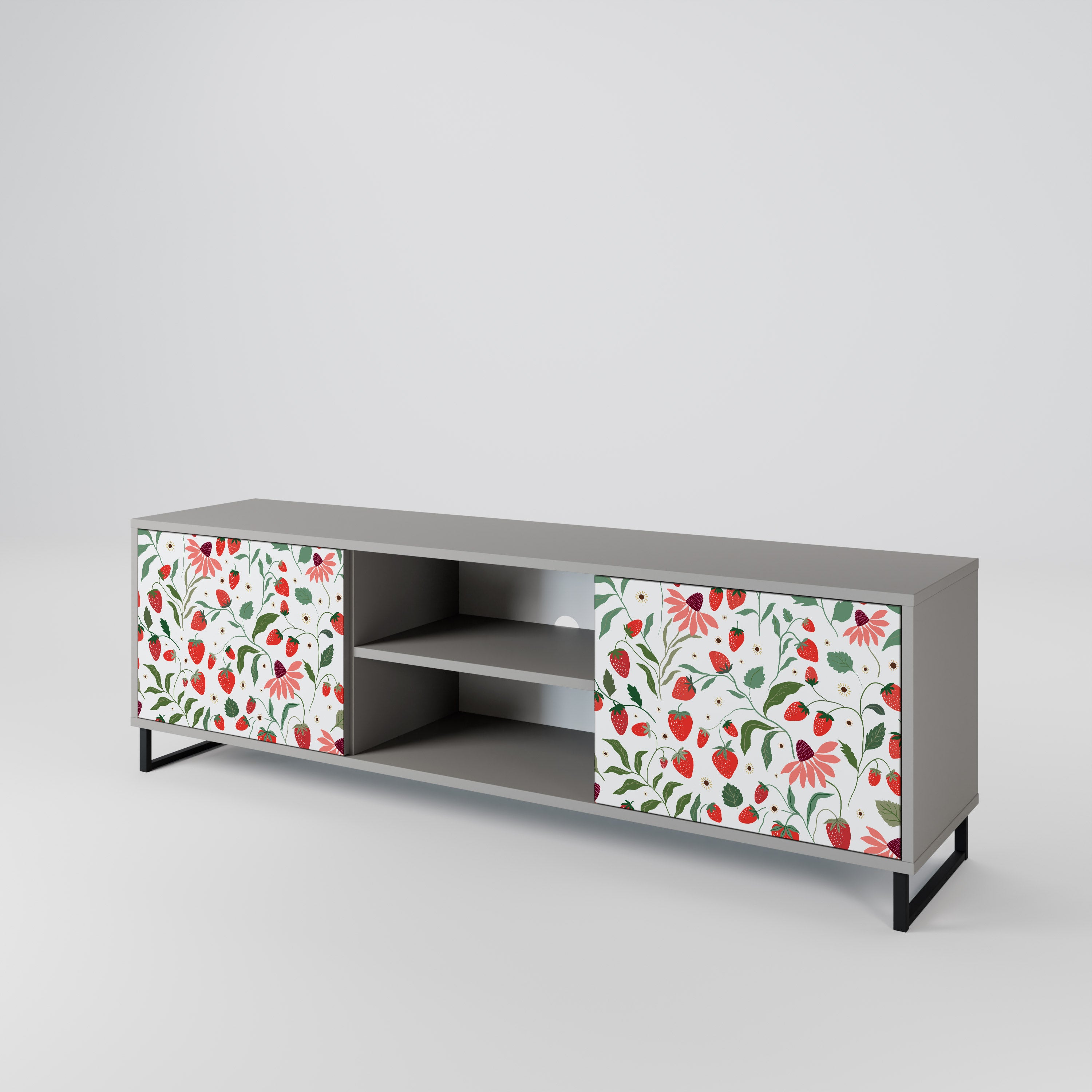 FLOWERS AND STRAWBERRIES 2-Door TV Cabinet