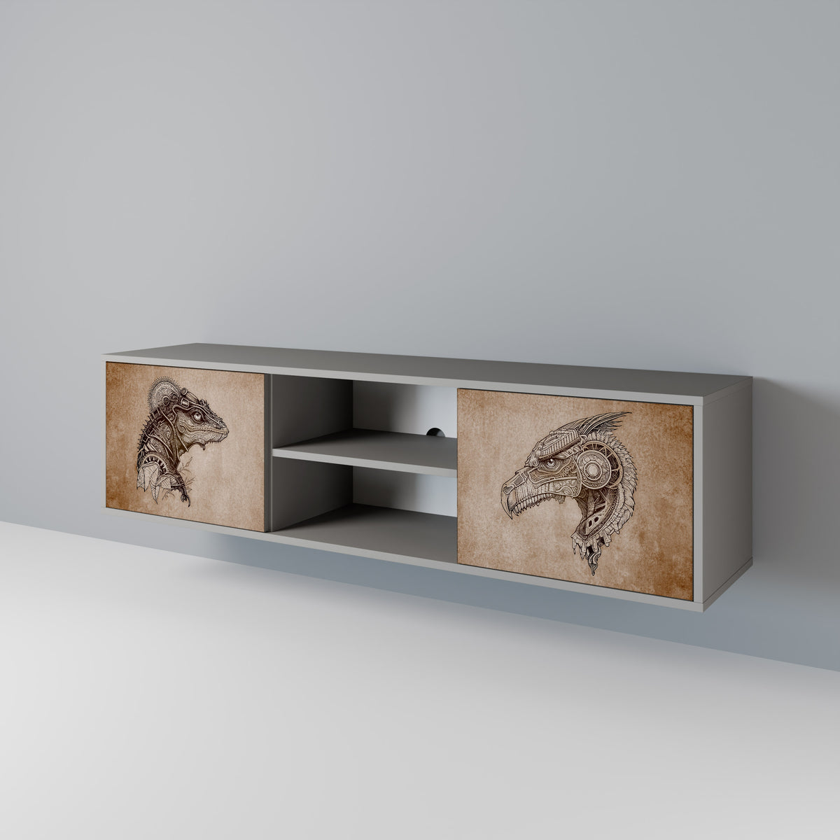 STEAMPUNK CLAN Mueble de TV de 2 Puertas