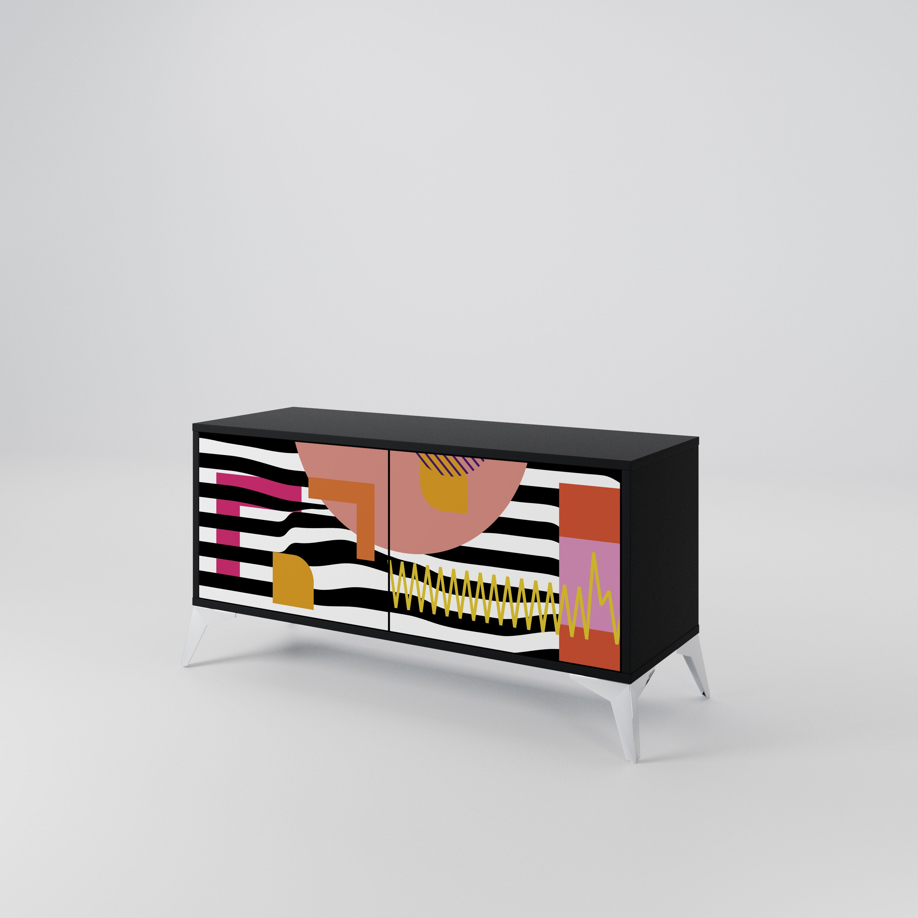 CHROMATIC ABSTRACT Compact 2-Door TV Cabinet
