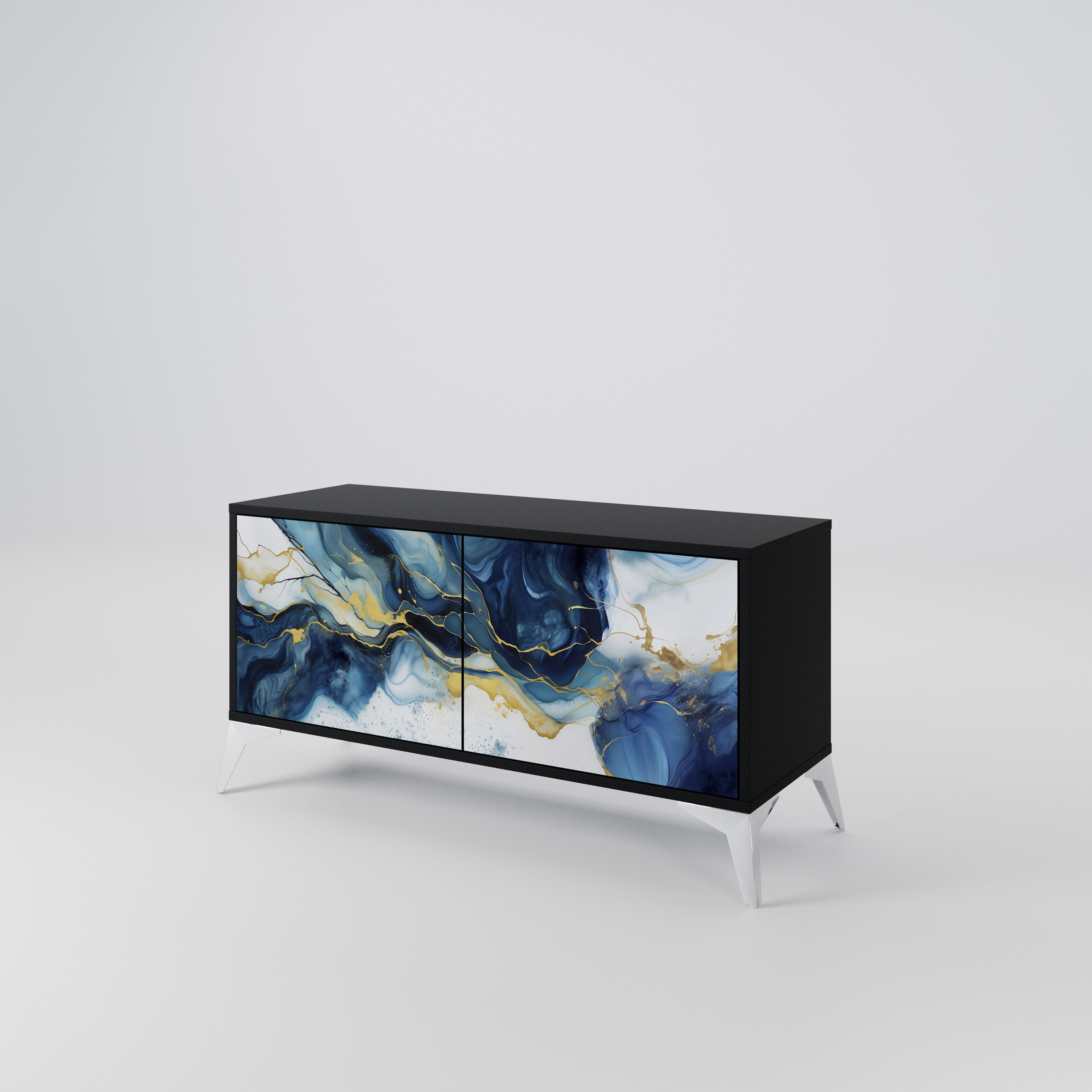 INKY MARBLE Compact 2-Door TV Cabinet
