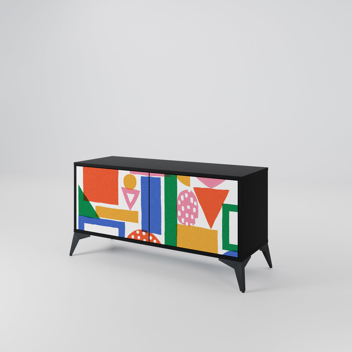 GEOMETRIC GLIMMER Kompakt TV-bänk med 2 dörrar