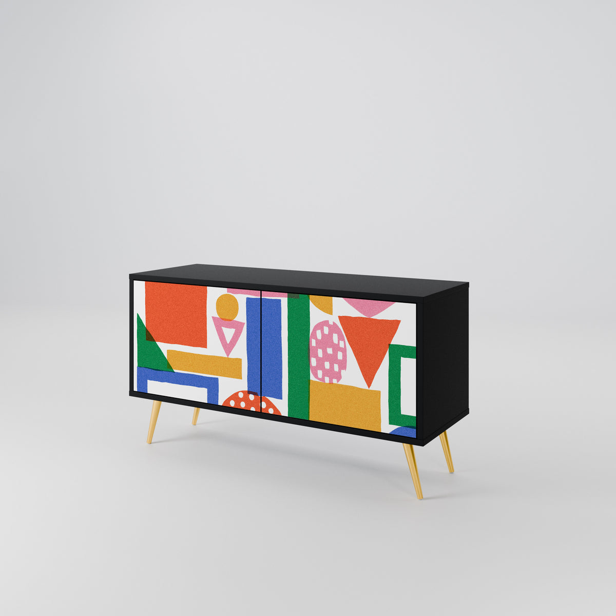 GEOMETRIC GLIMMER Kompakt TV-bänk med 2 dörrar