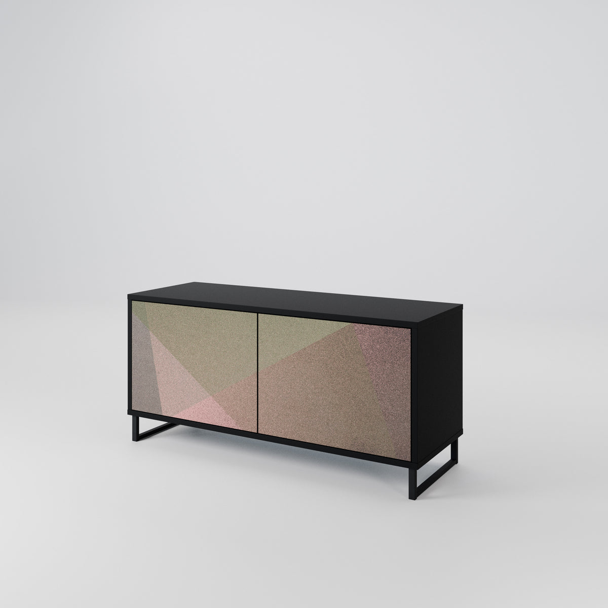 BEIGE GEOMETRY Kompaktní dvoudveřový TV stolek