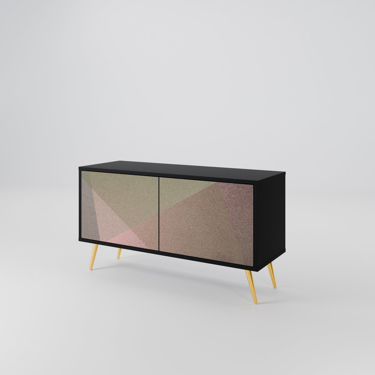 BEIGE GEOMETRY Mobile TV Compatto a 2 Ante