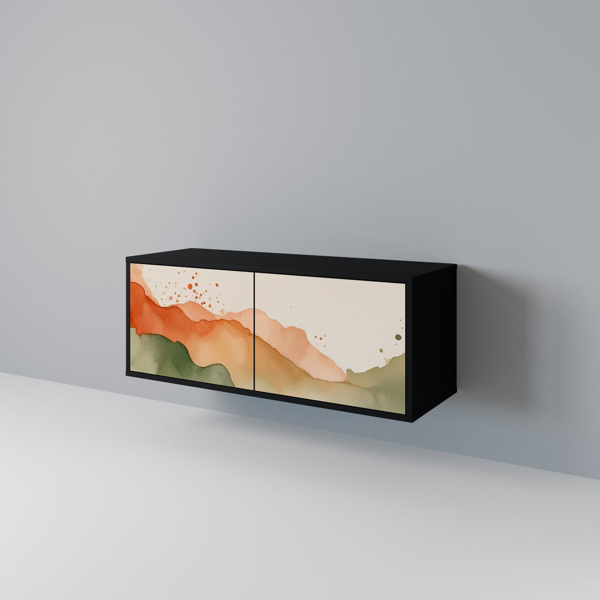 WATERCOLOUR PEAKS Kompaktní dvoudveřový TV stolek
