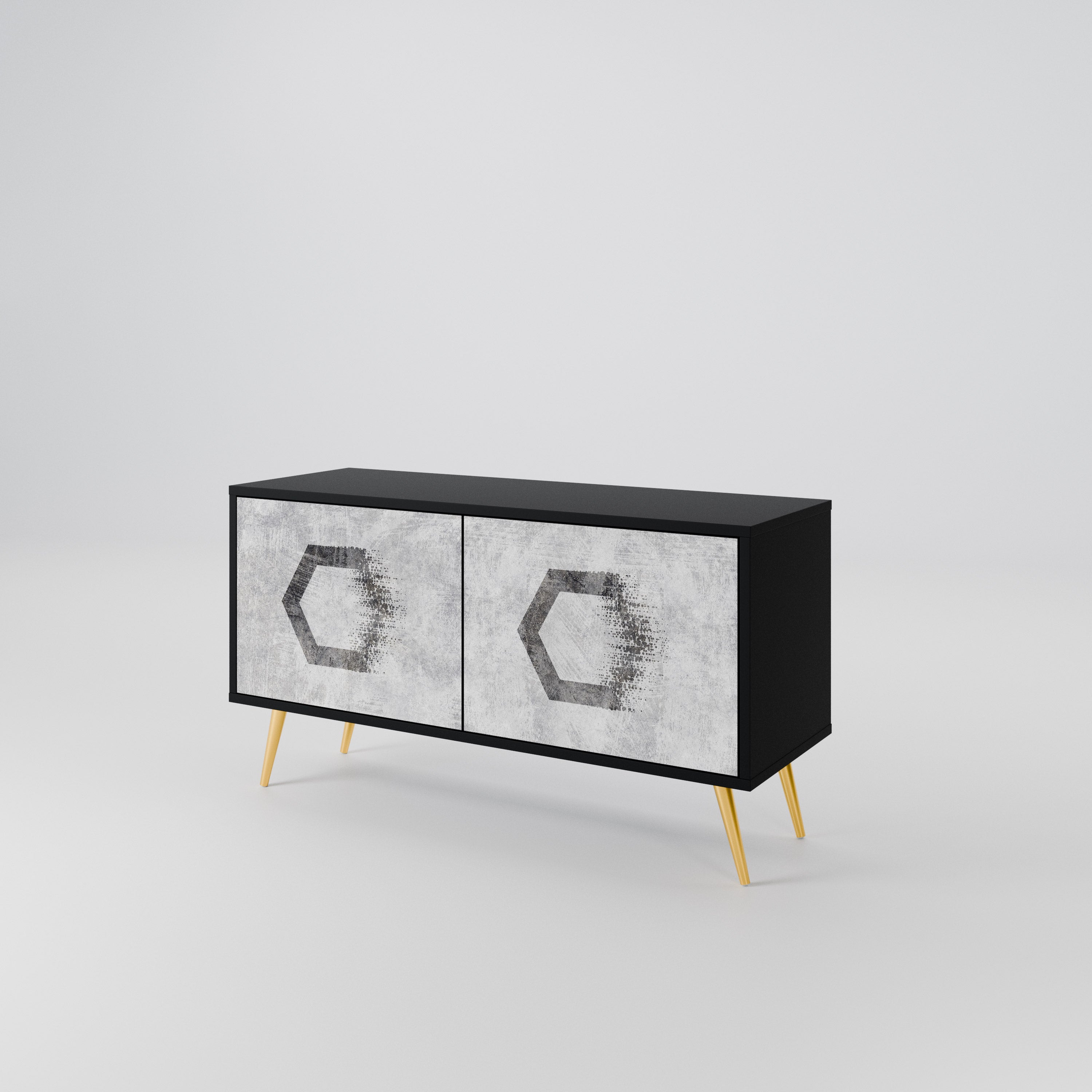 HEXAGONAL FIGURES Compact 2-Door TV Cabinet