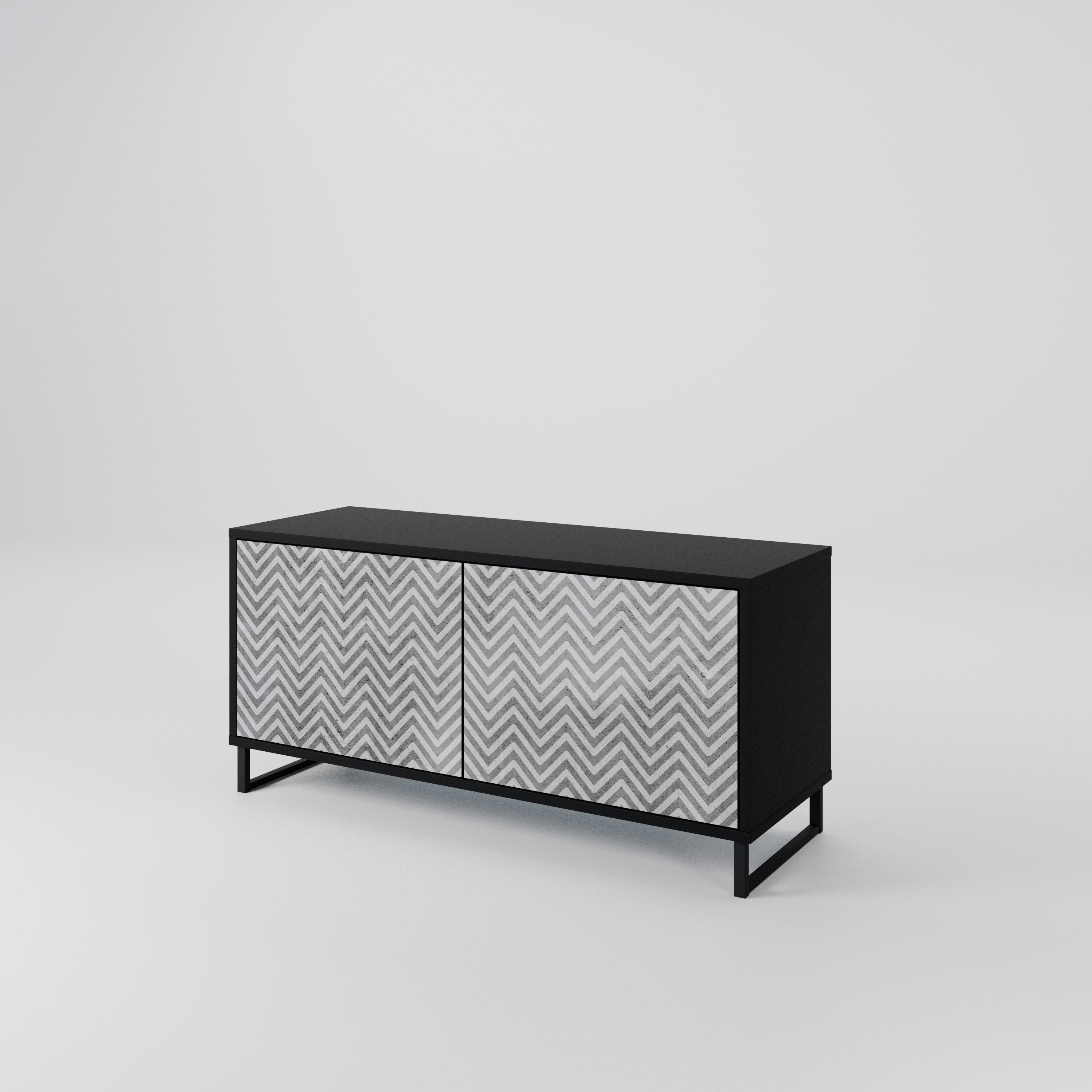 CONCRETE ZIG ZAG Compact 2-Door TV Cabinet