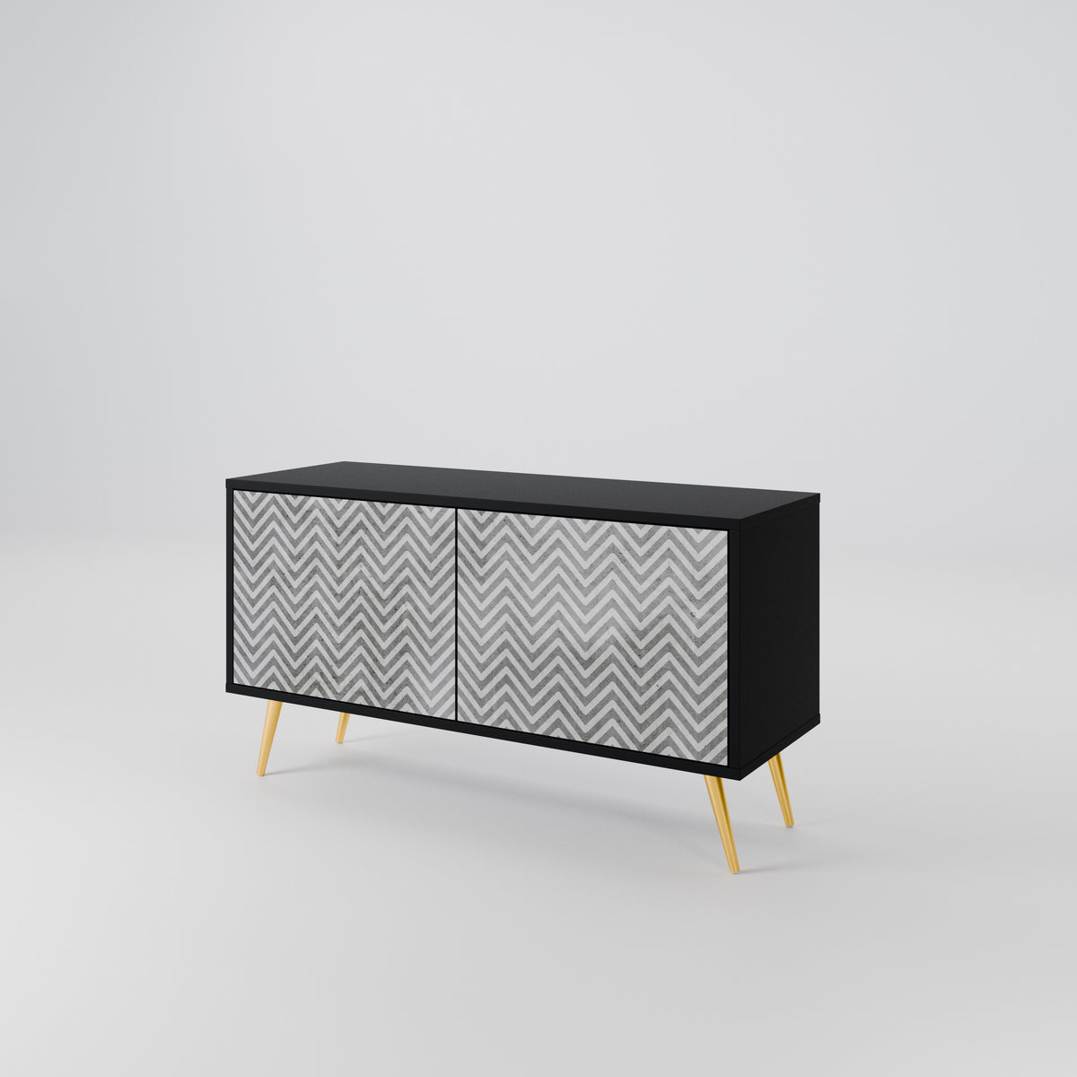 CONCRETE ZIG ZAG Mobile TV Compatto a 2 Ante