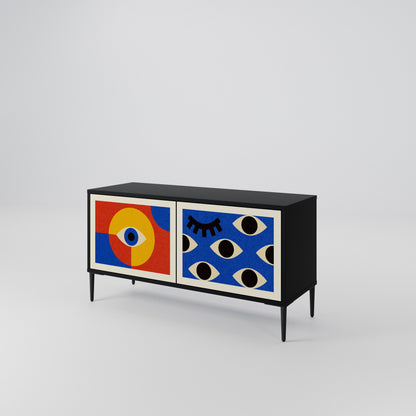 GEOMETRIC EYES Kompakt TV-bänk med 2 dörrar