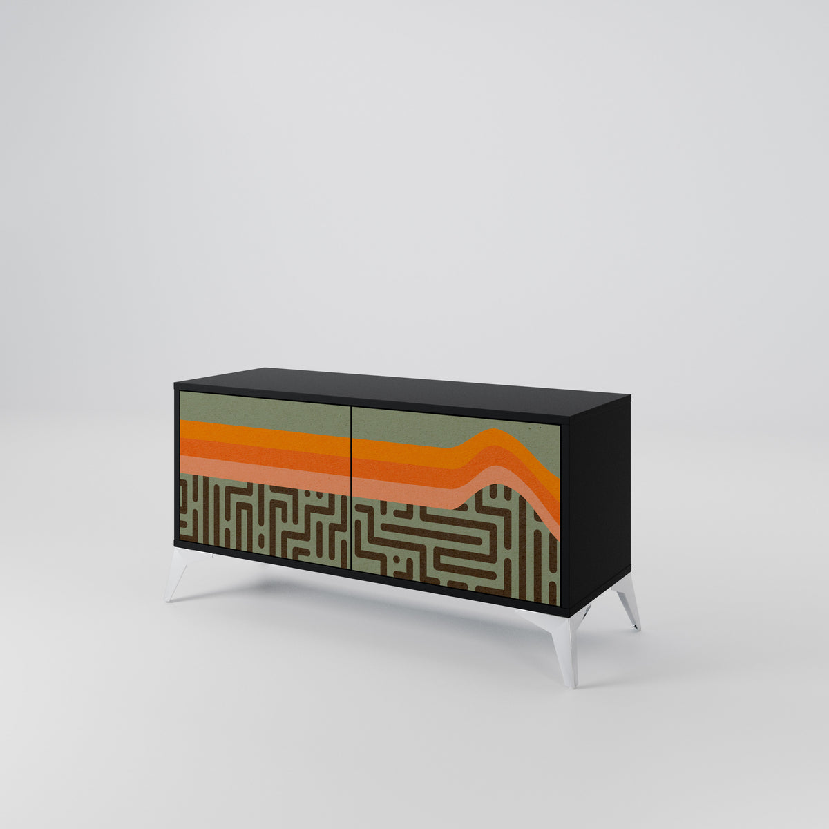 SIMPLE SOLUTIONS Mueble de TV Compacto de 2 puertas