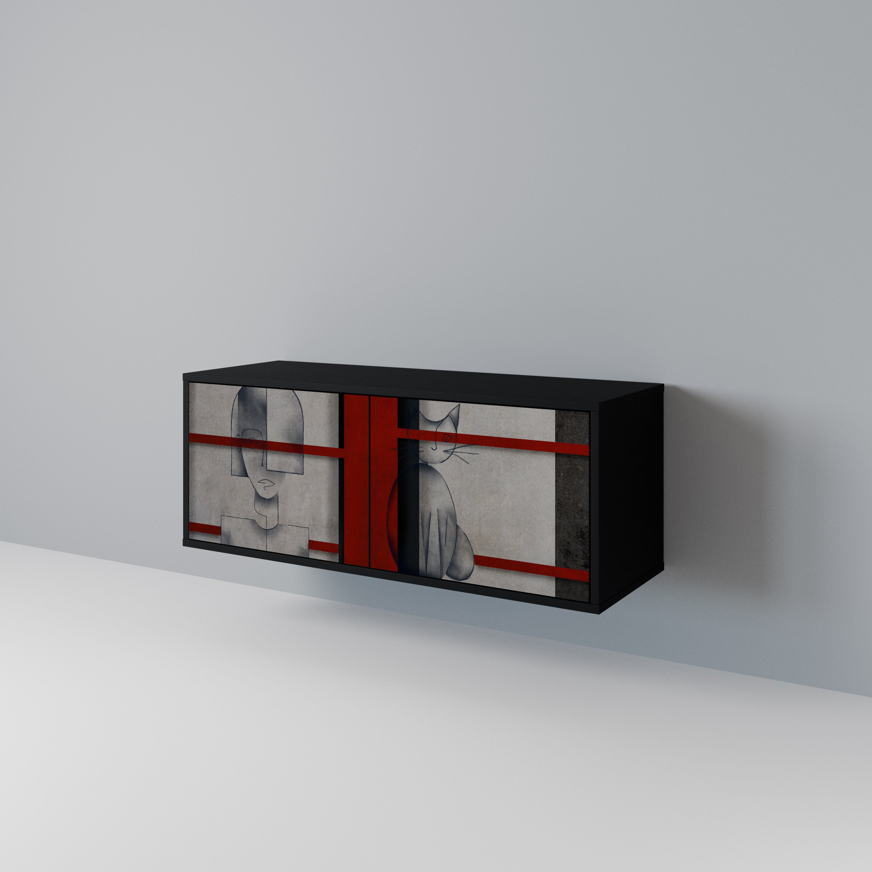 GRAY FIGURES Mueble de TV Compacto de 2 puertas