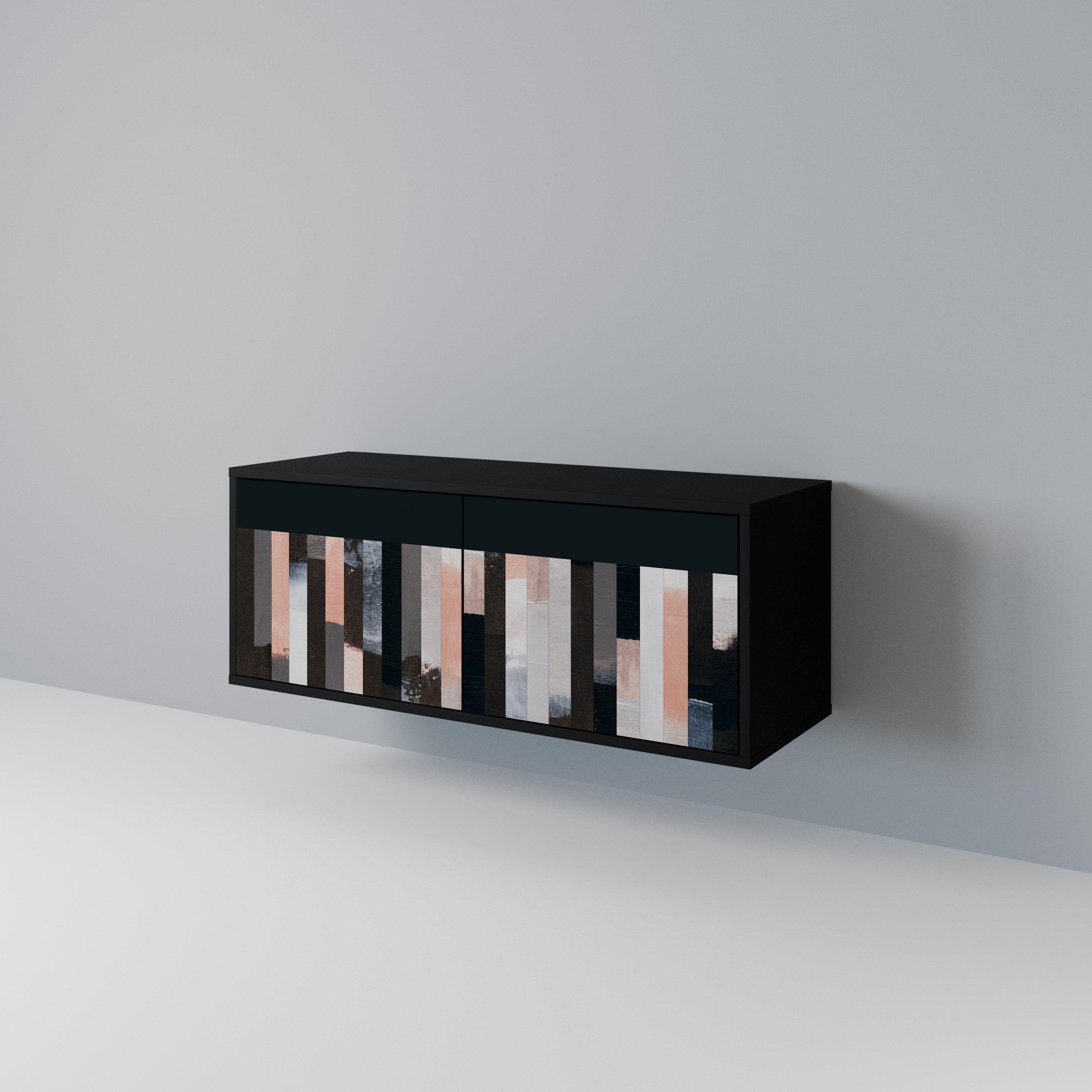 COLLAGE OF RECTANGLES Compact 2-Door TV Cabinet