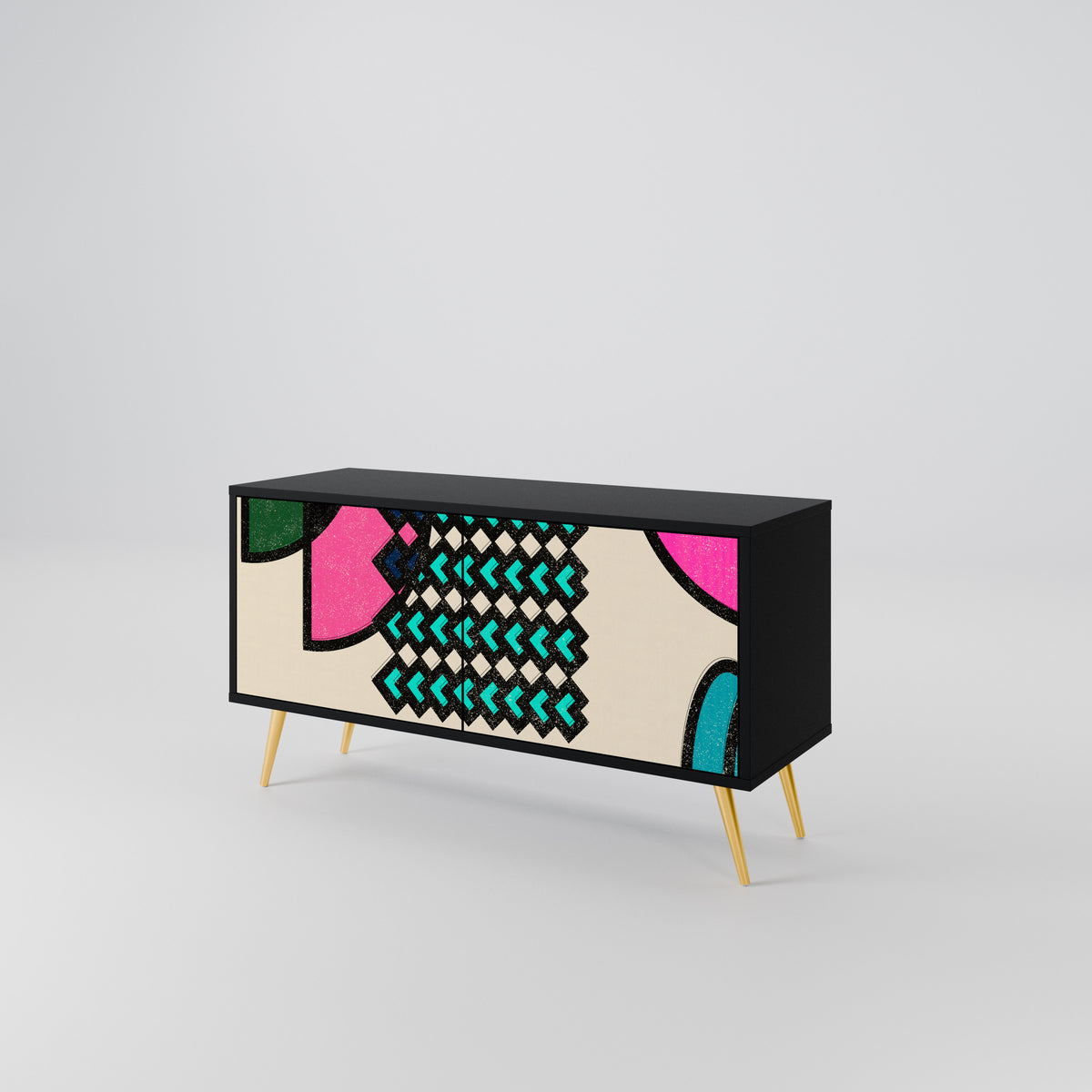 GEOMETRIC RHAPSODY Kompakt TV-bänk med 2 dörrar