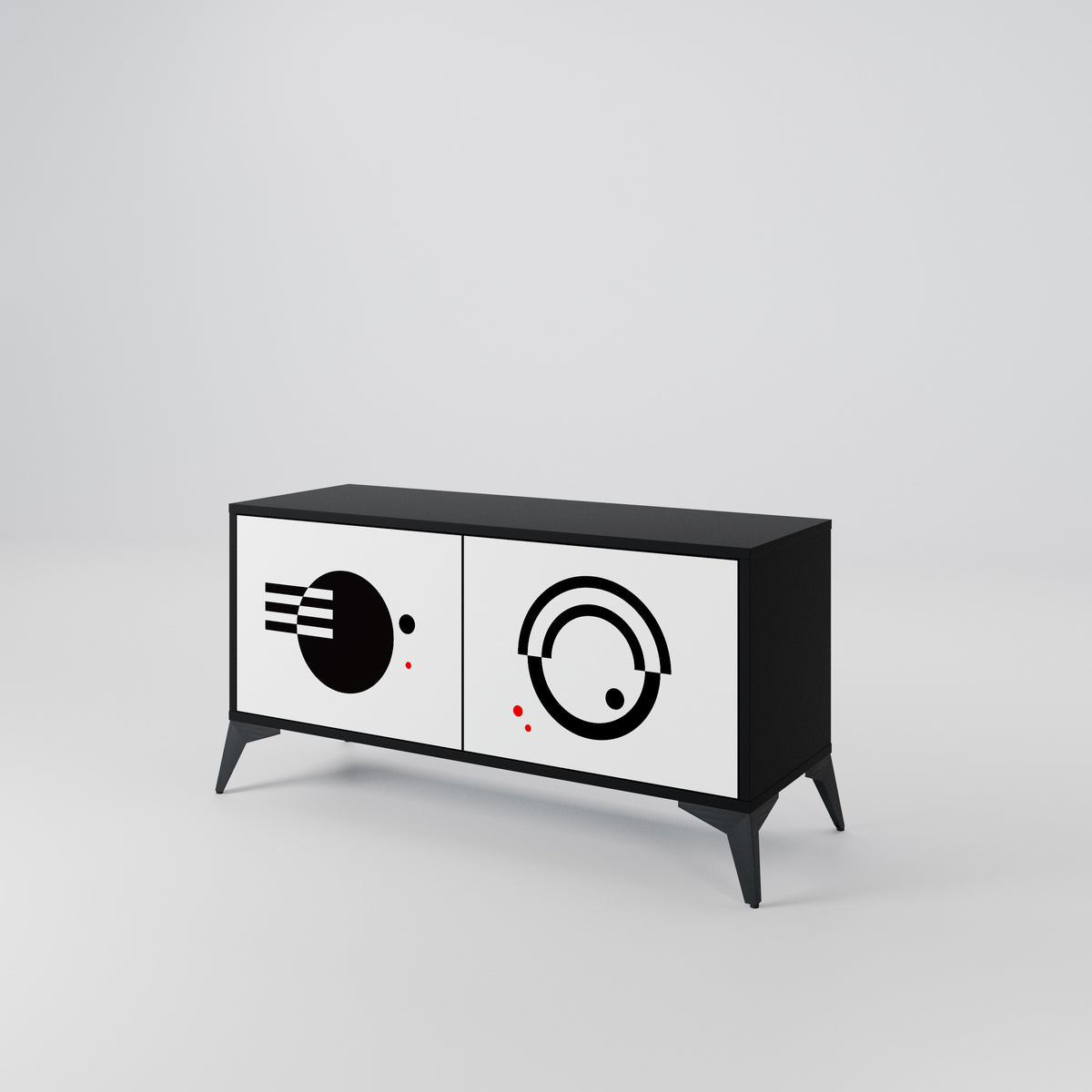 BLACK AND WHITE COMBINATION Kompaktní dvoudveřový TV stolek