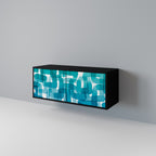 TURQUOISE RECTANGLES Compact 2-Door TV Cabinet