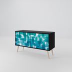 TURQUOISE RECTANGLES Compact 2-Door TV Cabinet
