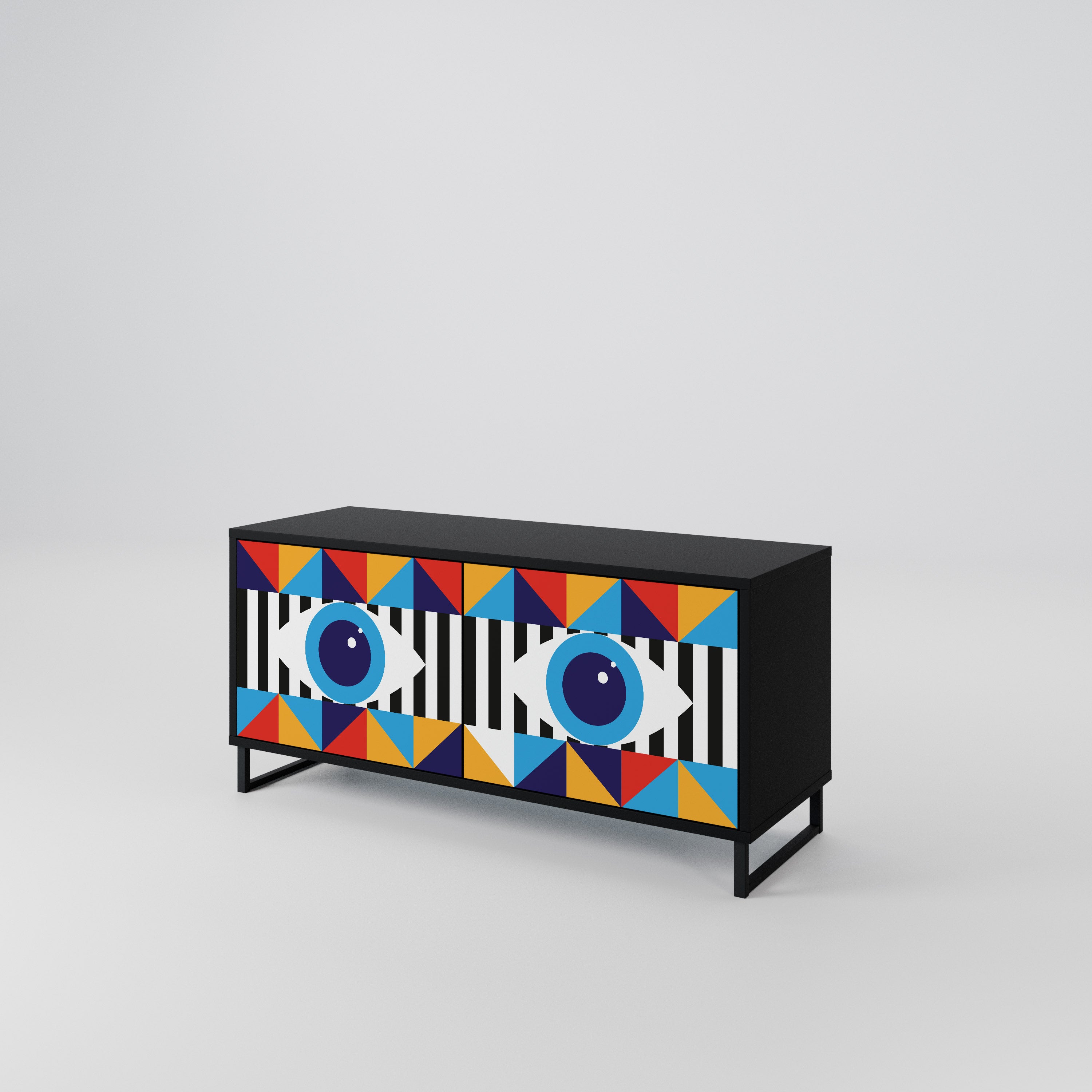 ABSTRACTION AND GEOMETRY Compact 2-Door TV Cabinet