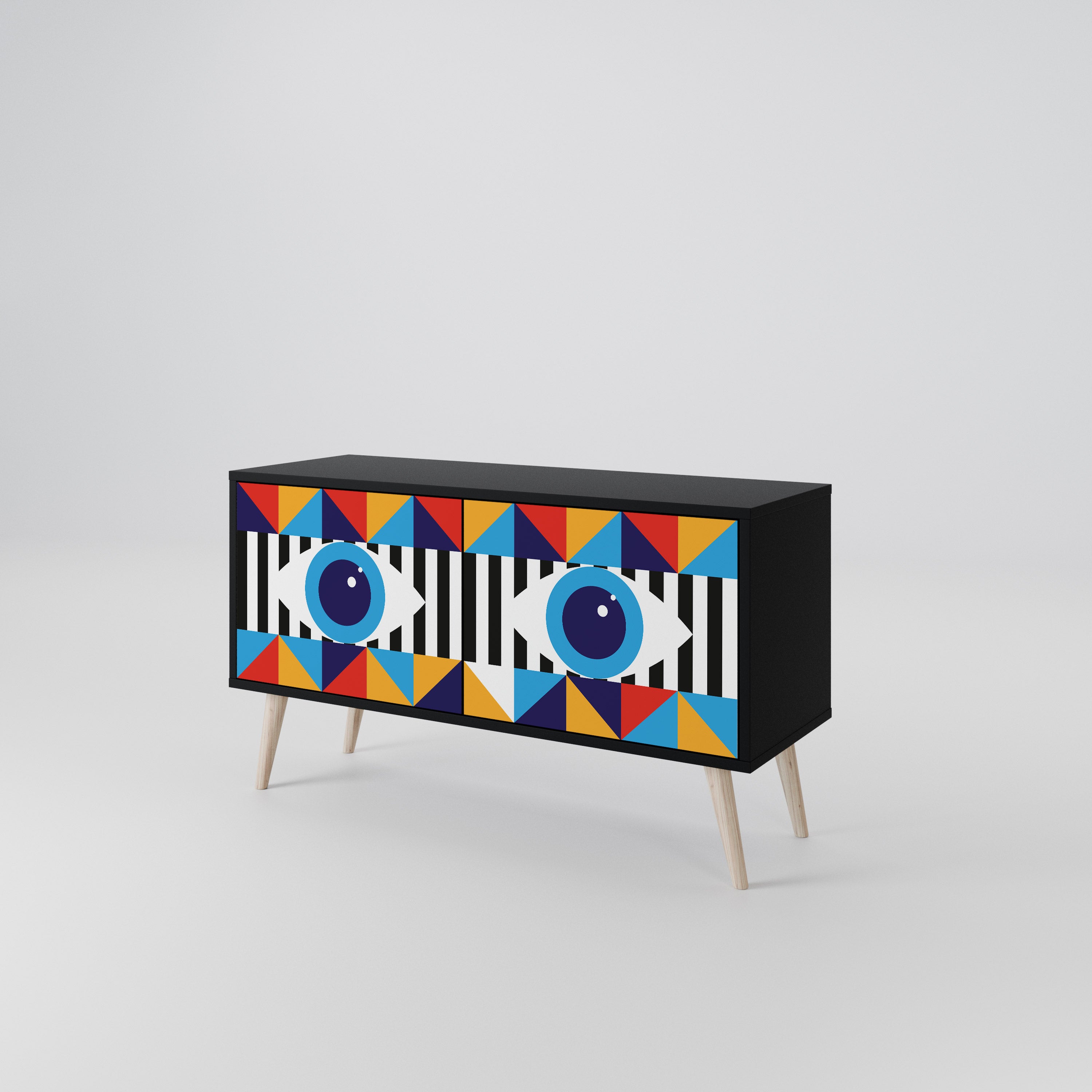 ABSTRACTION AND GEOMETRY Compact 2-Door TV Cabinet