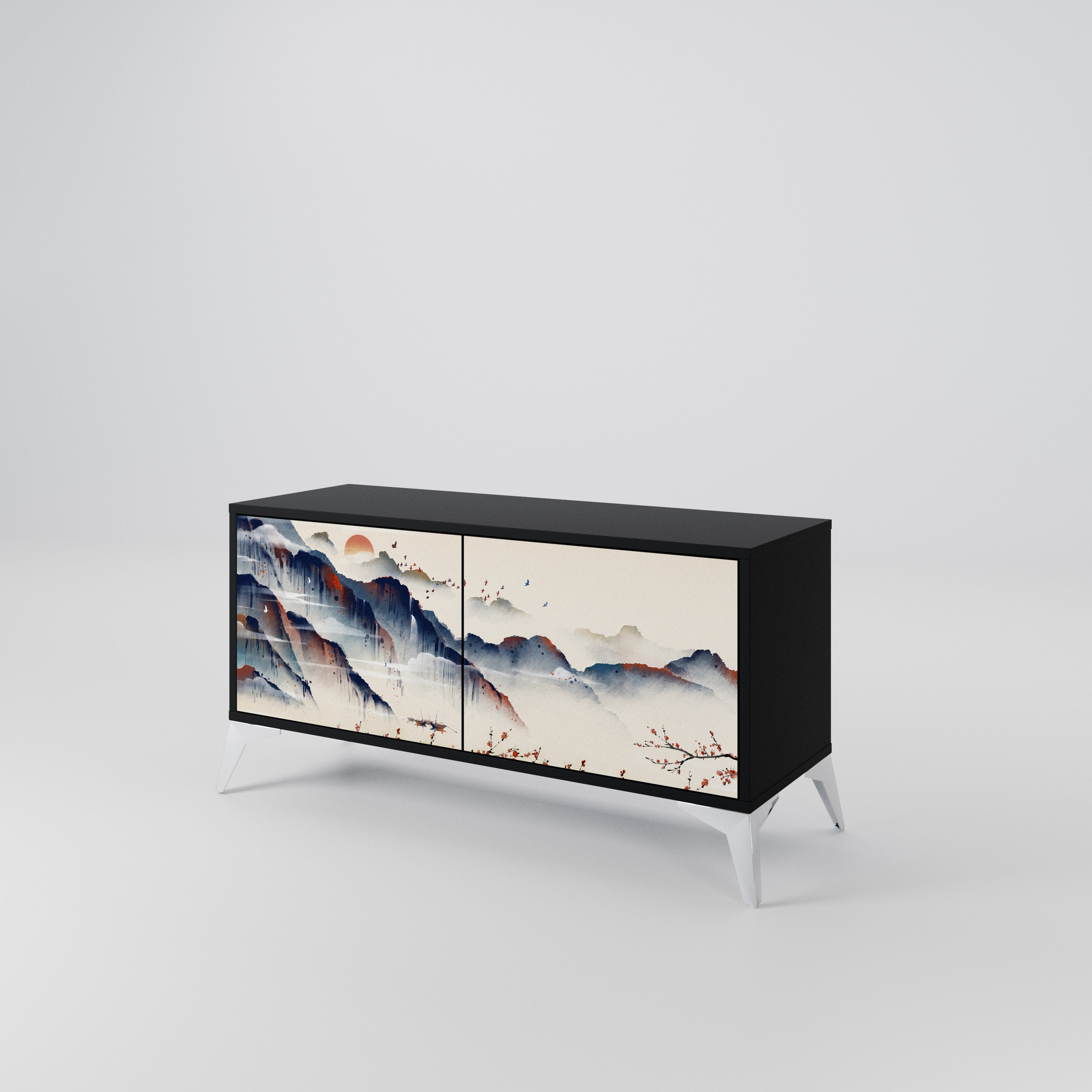 JAPANESE LANDSCAPE Kompakt TV-bänk med 2 dörrar