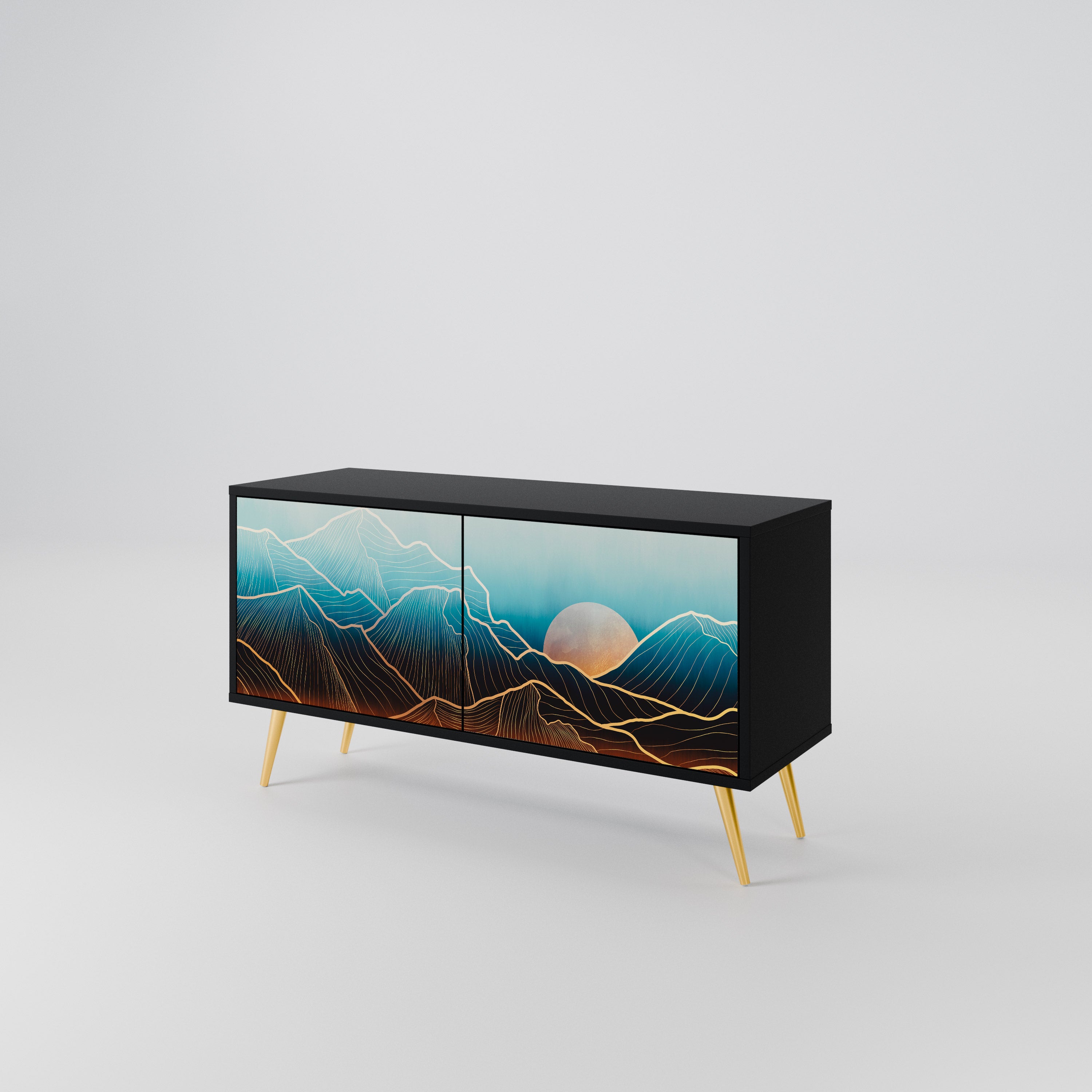 LUNAR SECRETS Mueble de TV Compacto de 2 puertas