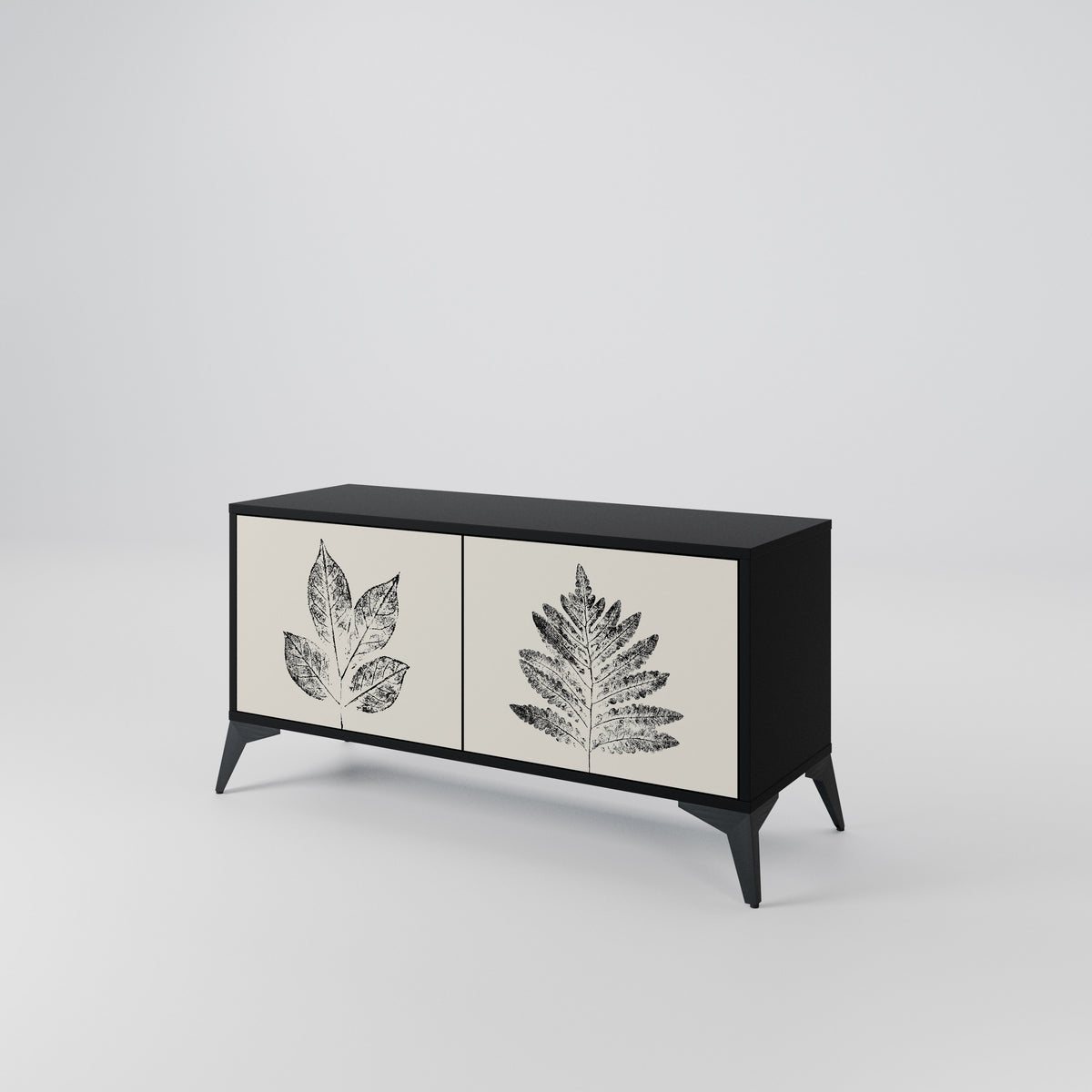 LEAFY STAMPS Kompakt TV-bänk med 2 dörrar