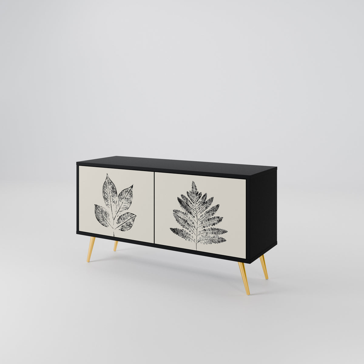 LEAFY STAMPS Kompakt TV-bänk med 2 dörrar