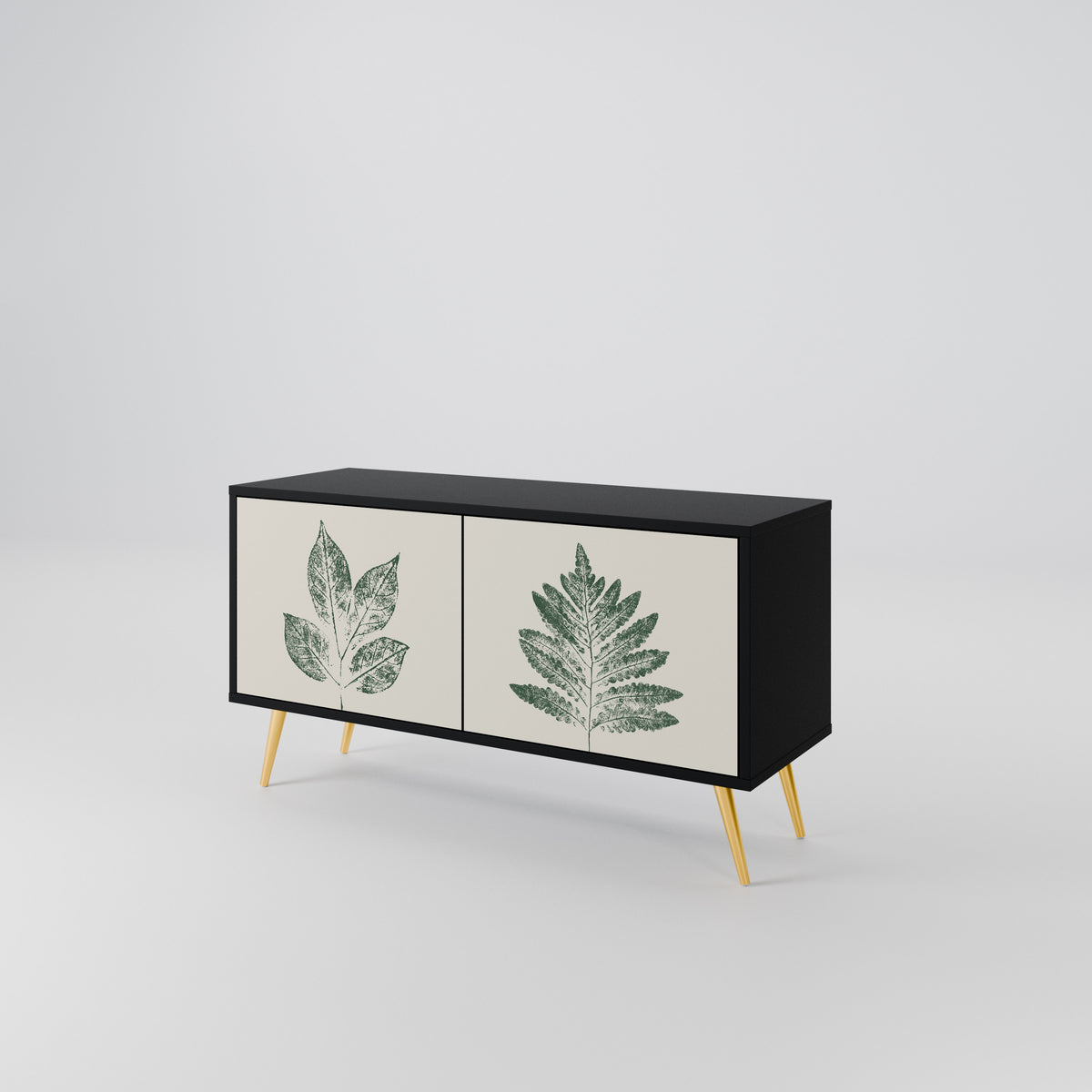 GREEN LEAFY STAMPS Kompakt TV-bänk med 2 dörrar