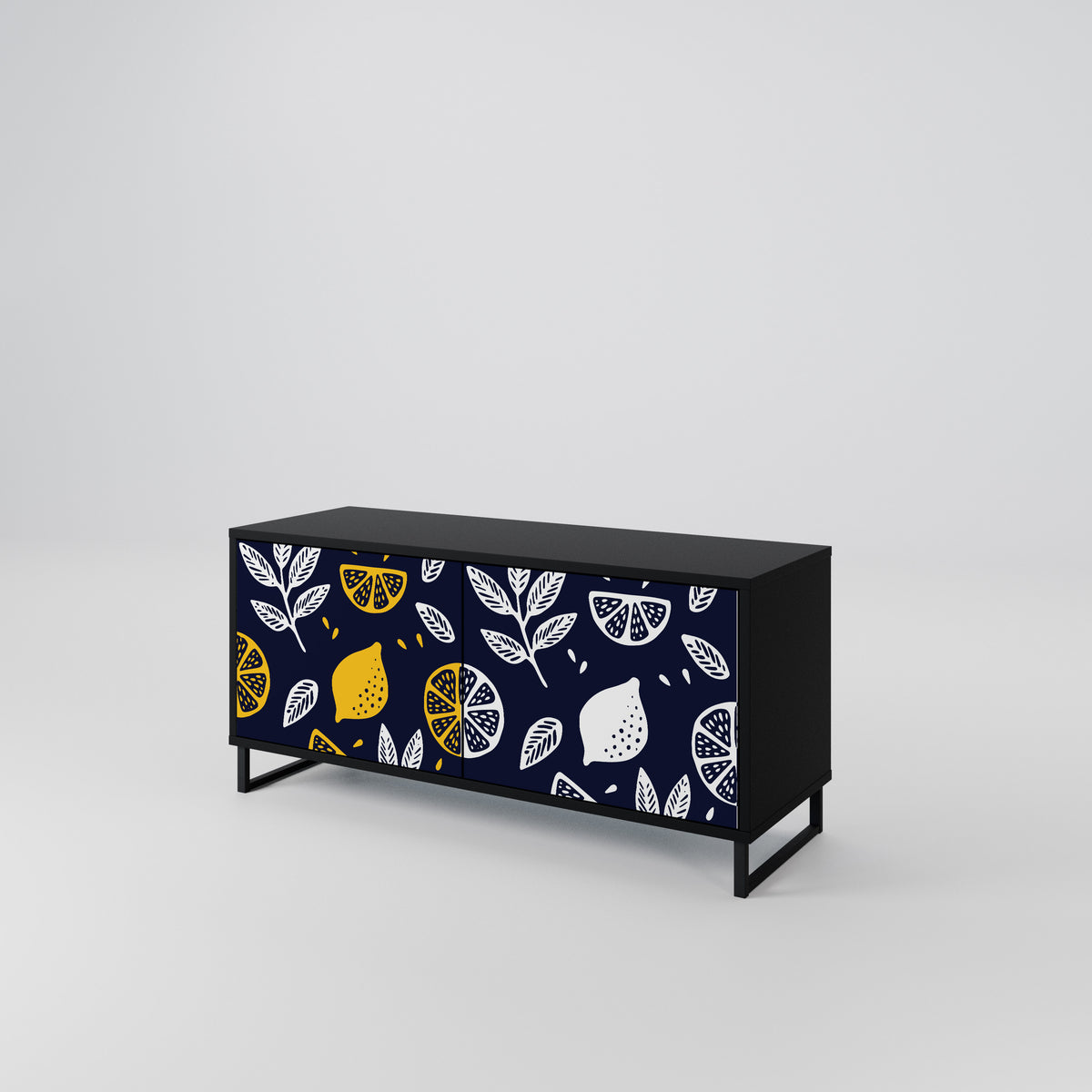 CITRUS BLACK AND WHITE Kompakt TV-bänk med 2 dörrar