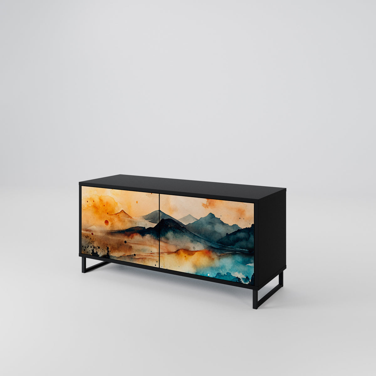 OMINOUS MOUNTAINS Kompaktní dvoudveřový TV stolek