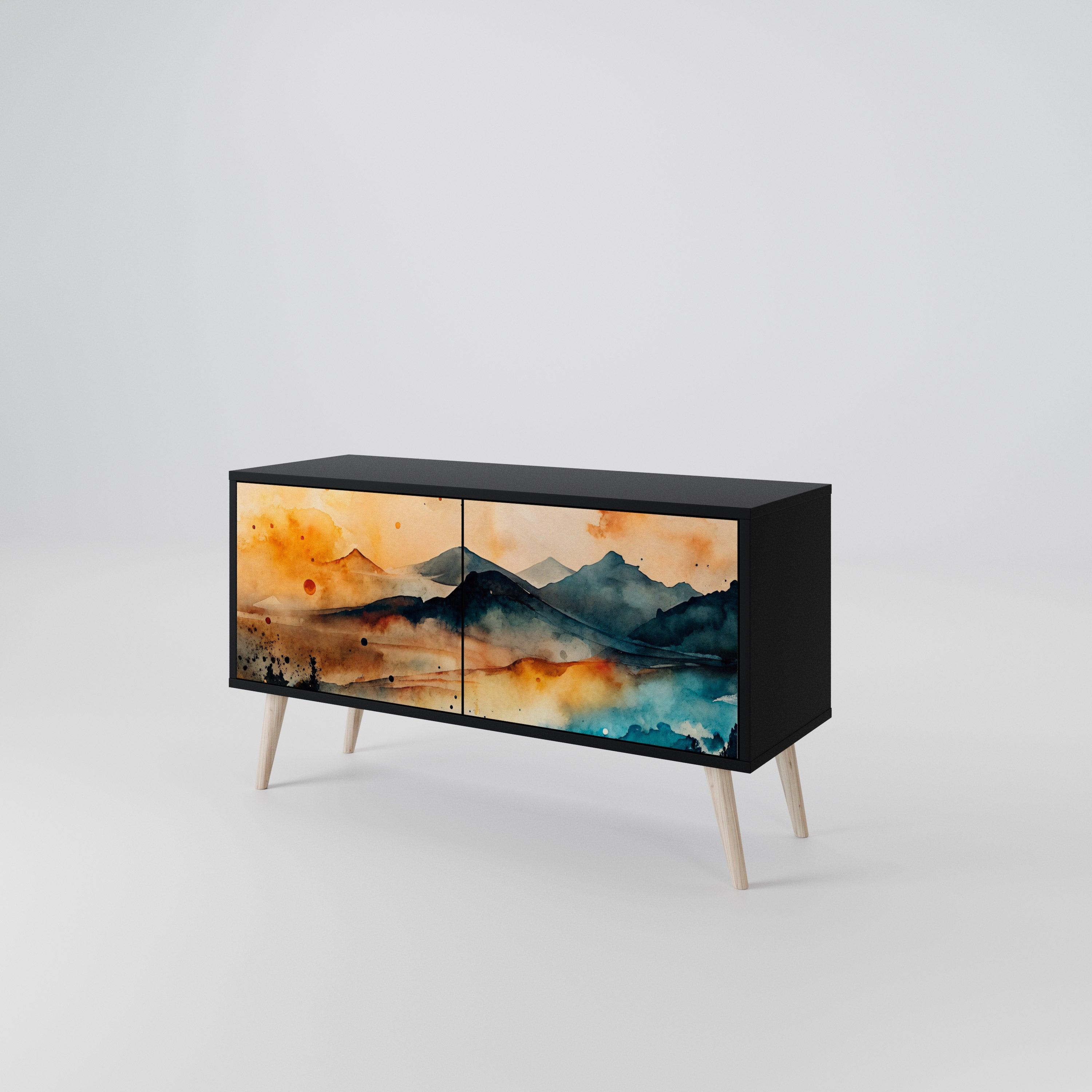 OMINOUS MOUNTAINS Compact 2-Door TV Cabinet