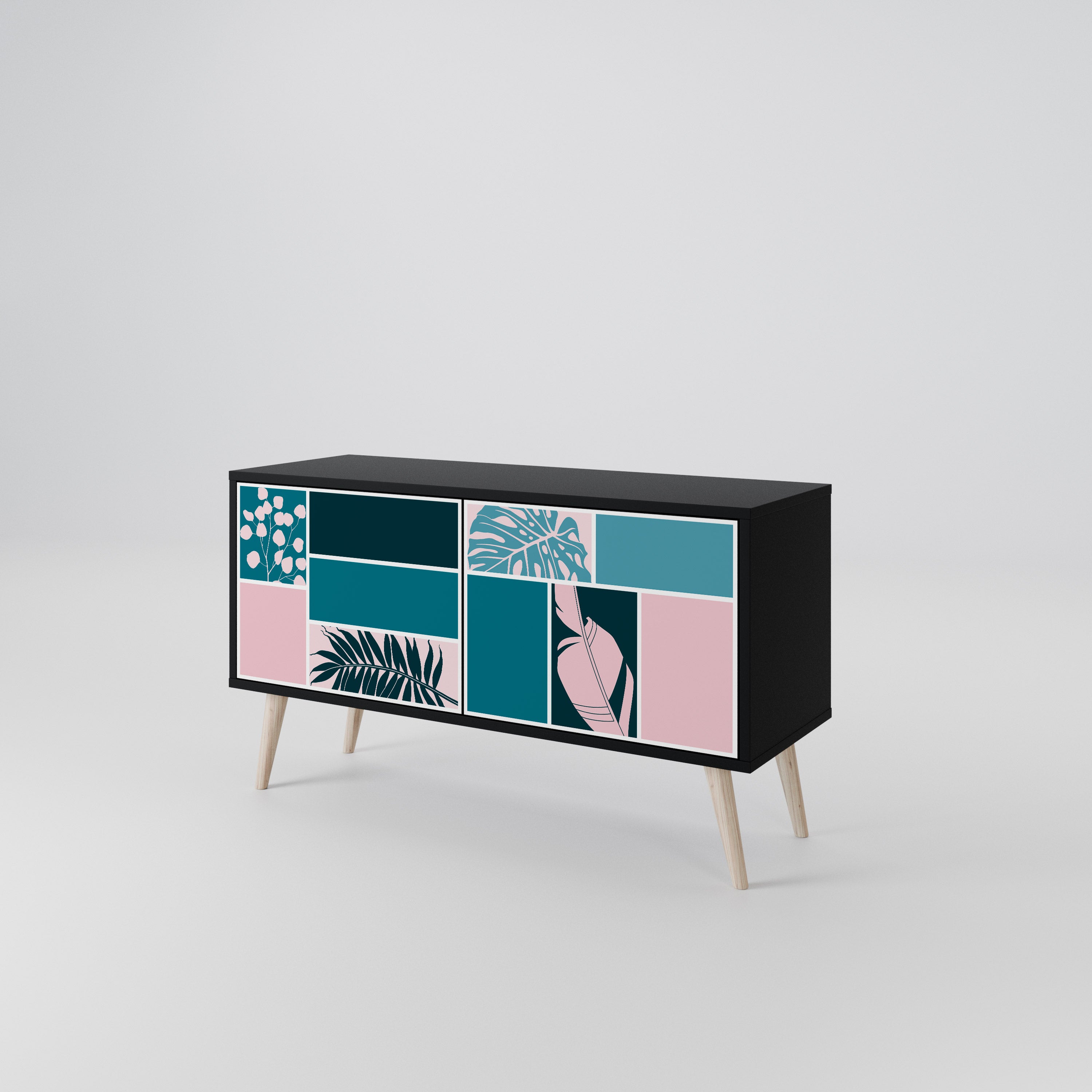 COMBINATION OF SHAPES Kompakt TV-bänk med 2 dörrar