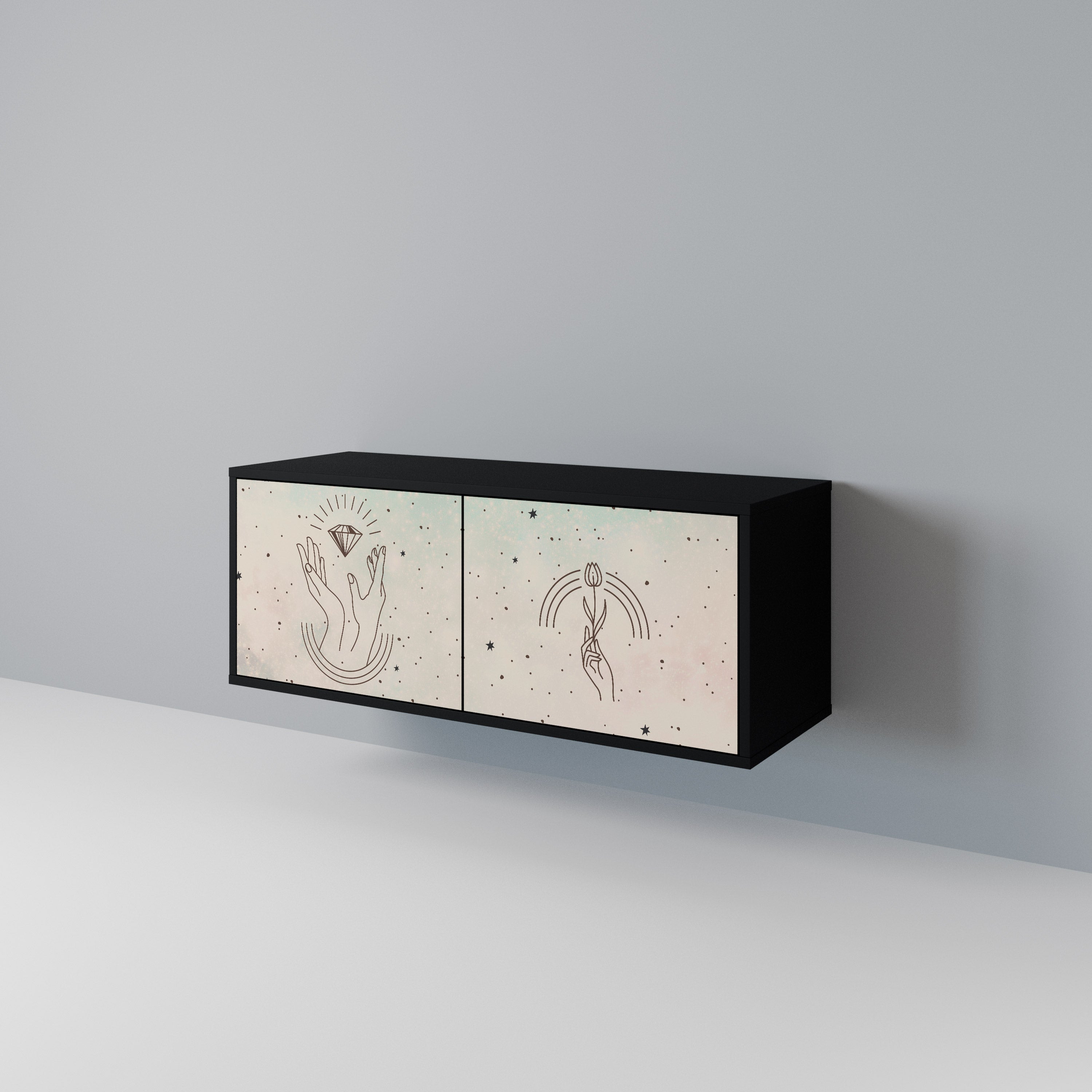 DELICATE BEAUTY Kompakt TV-bänk med 2 dörrar