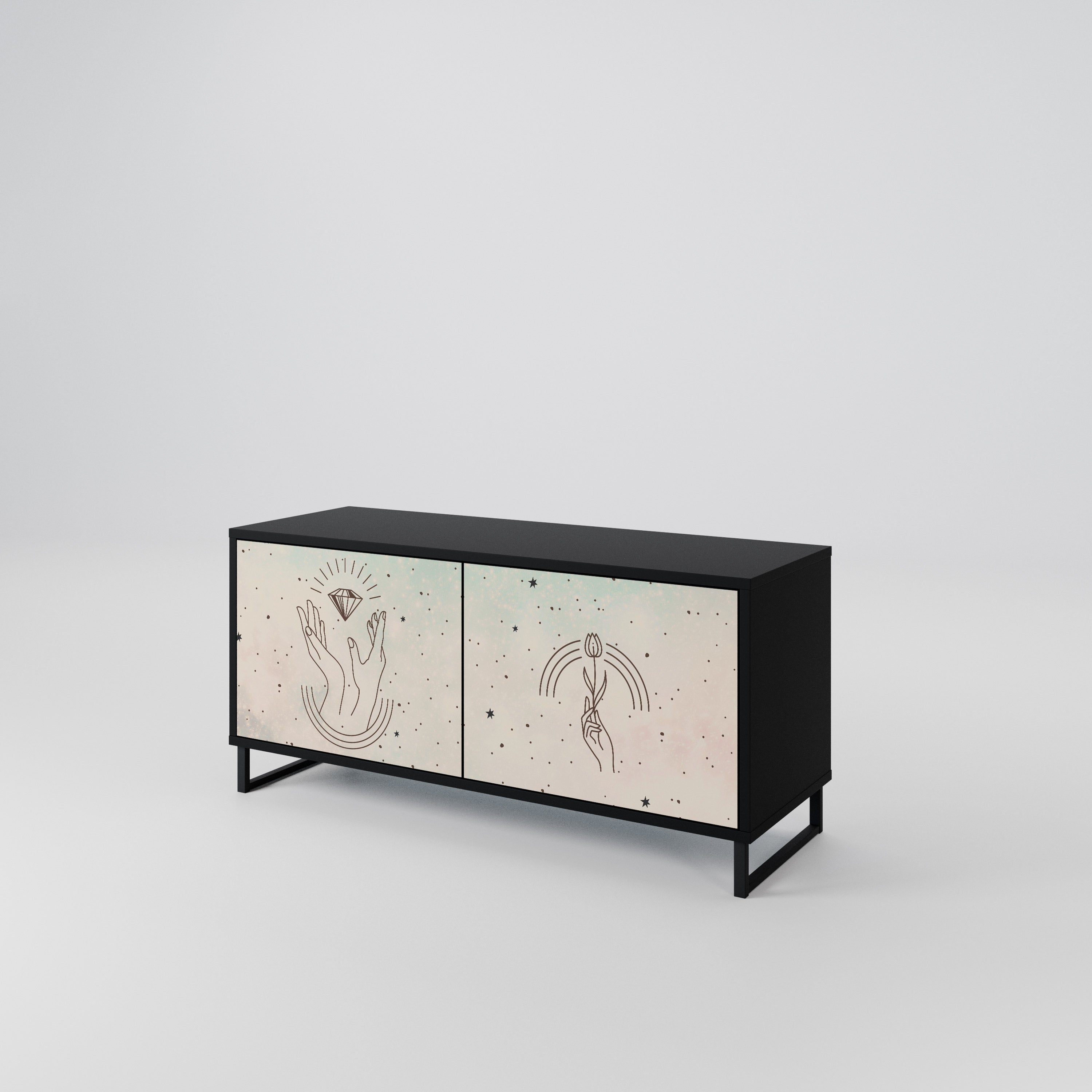 DELICATE BEAUTY Kompakt TV-bänk med 2 dörrar