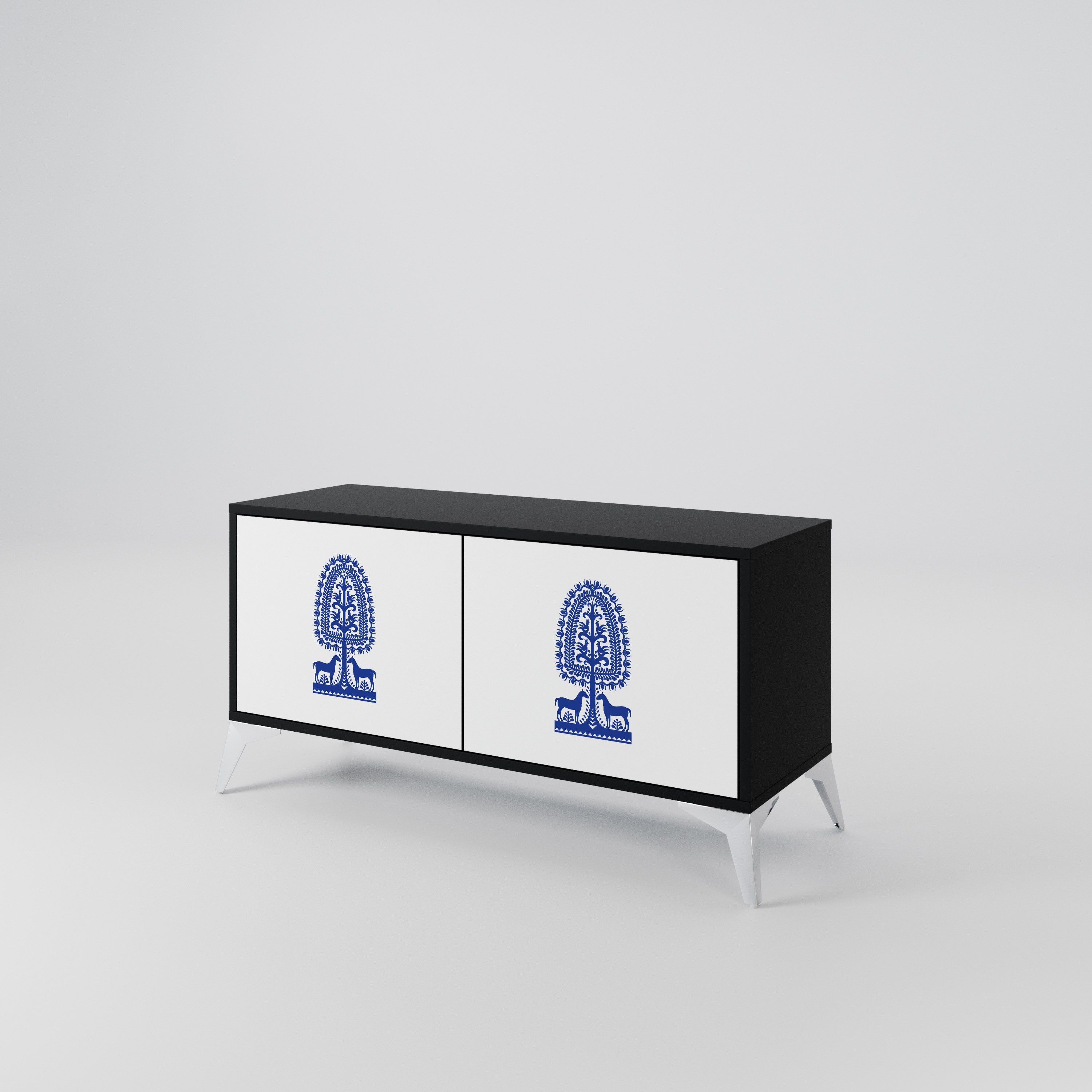 POLISH FOLK ART Kompakt TV-bänk med 2 dörrar