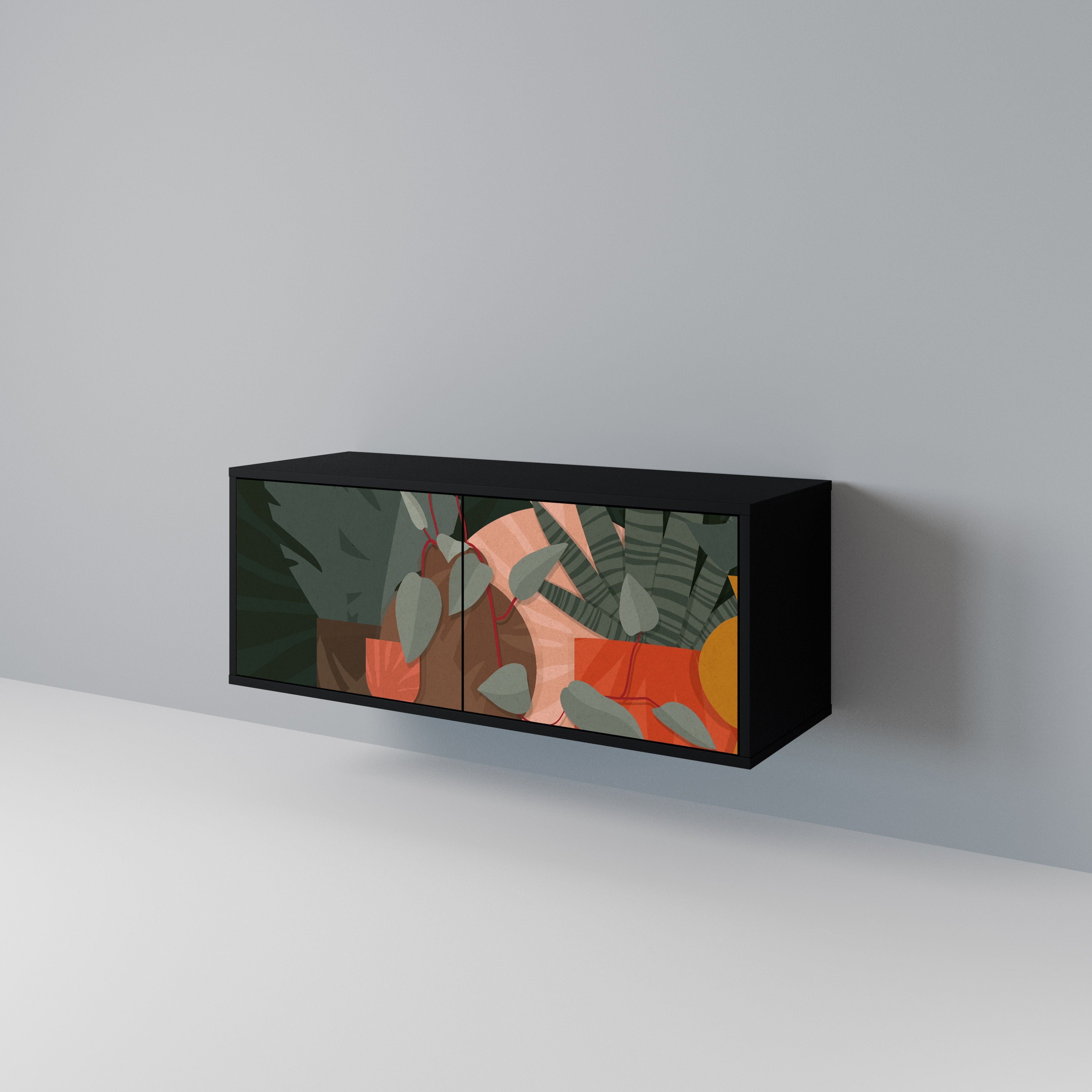 TROPICAL COMPOSITION Kompakt TV-bänk med 2 dörrar