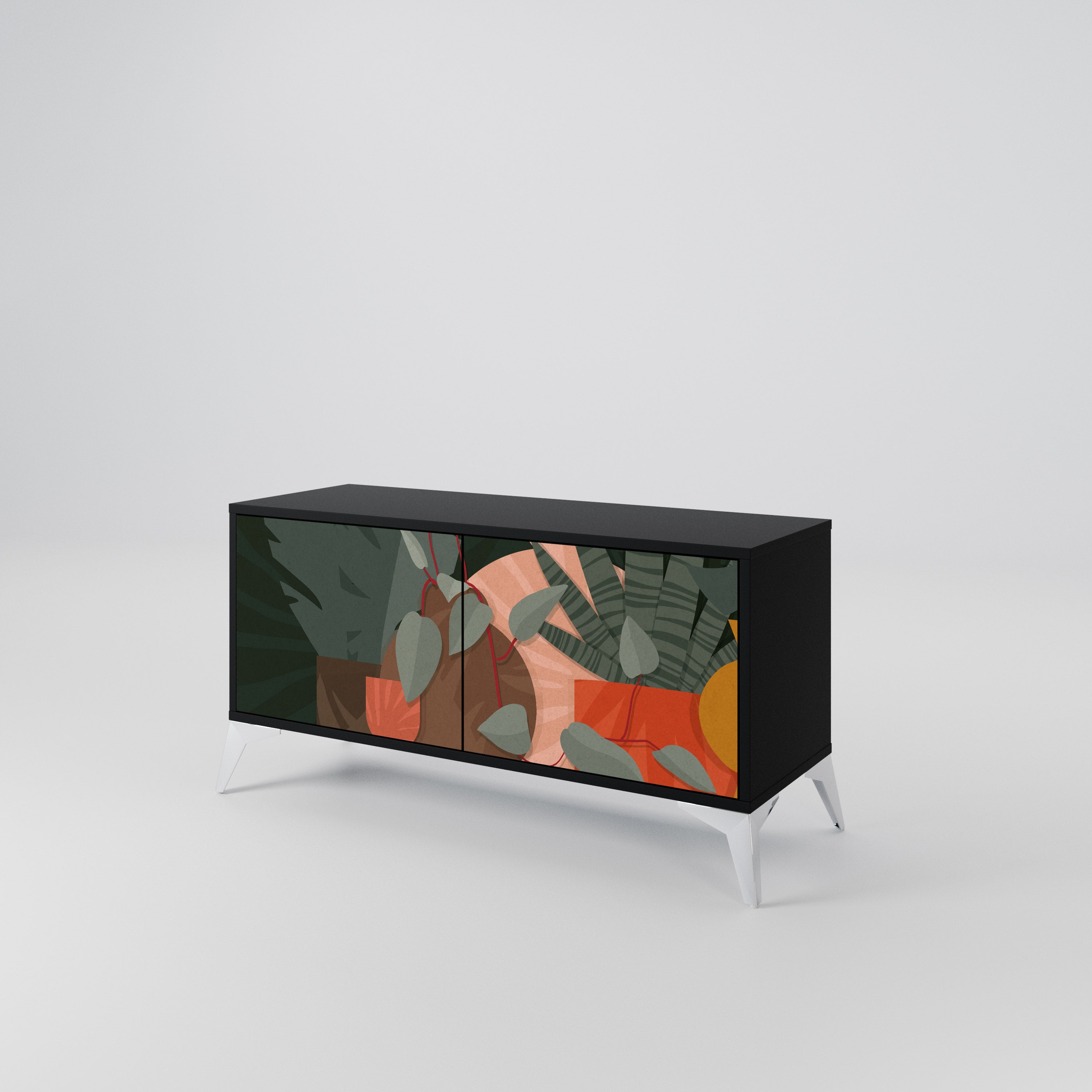 TROPICAL COMPOSITION Kompakt TV-bänk med 2 dörrar