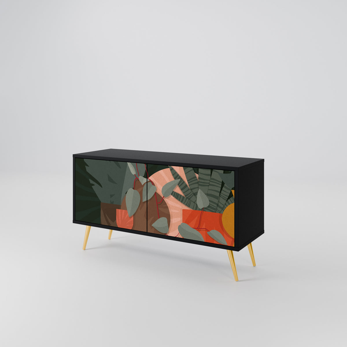 TROPICAL COMPOSITION Kompakt TV-bänk med 2 dörrar