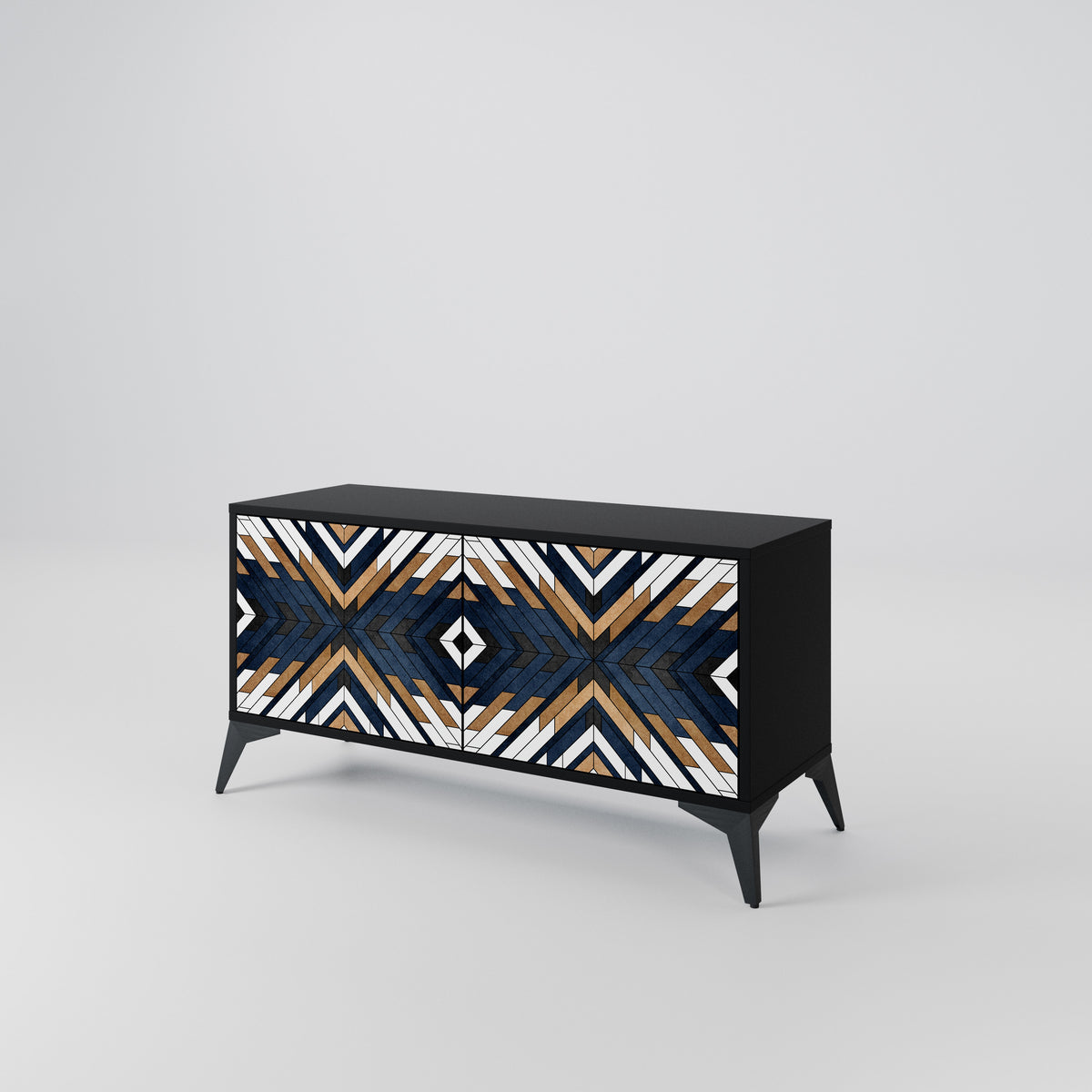 ARTFUL GEOMETRY Kompakt TV-bänk med 2 dörrar