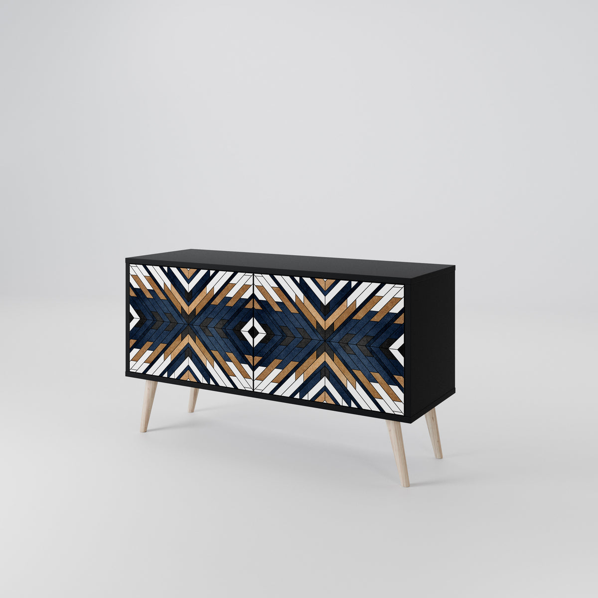 ARTFUL GEOMETRY Kompakt TV-bänk med 2 dörrar