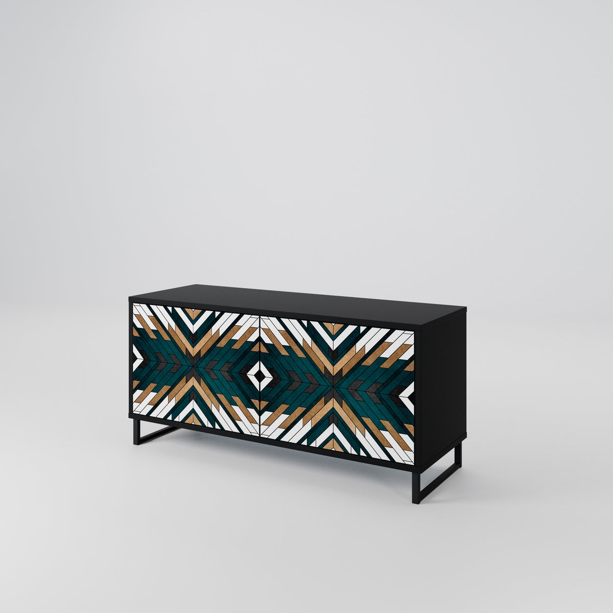 ARTISTIC GEOMETRY Kompakt TV-bänk med 2 dörrar