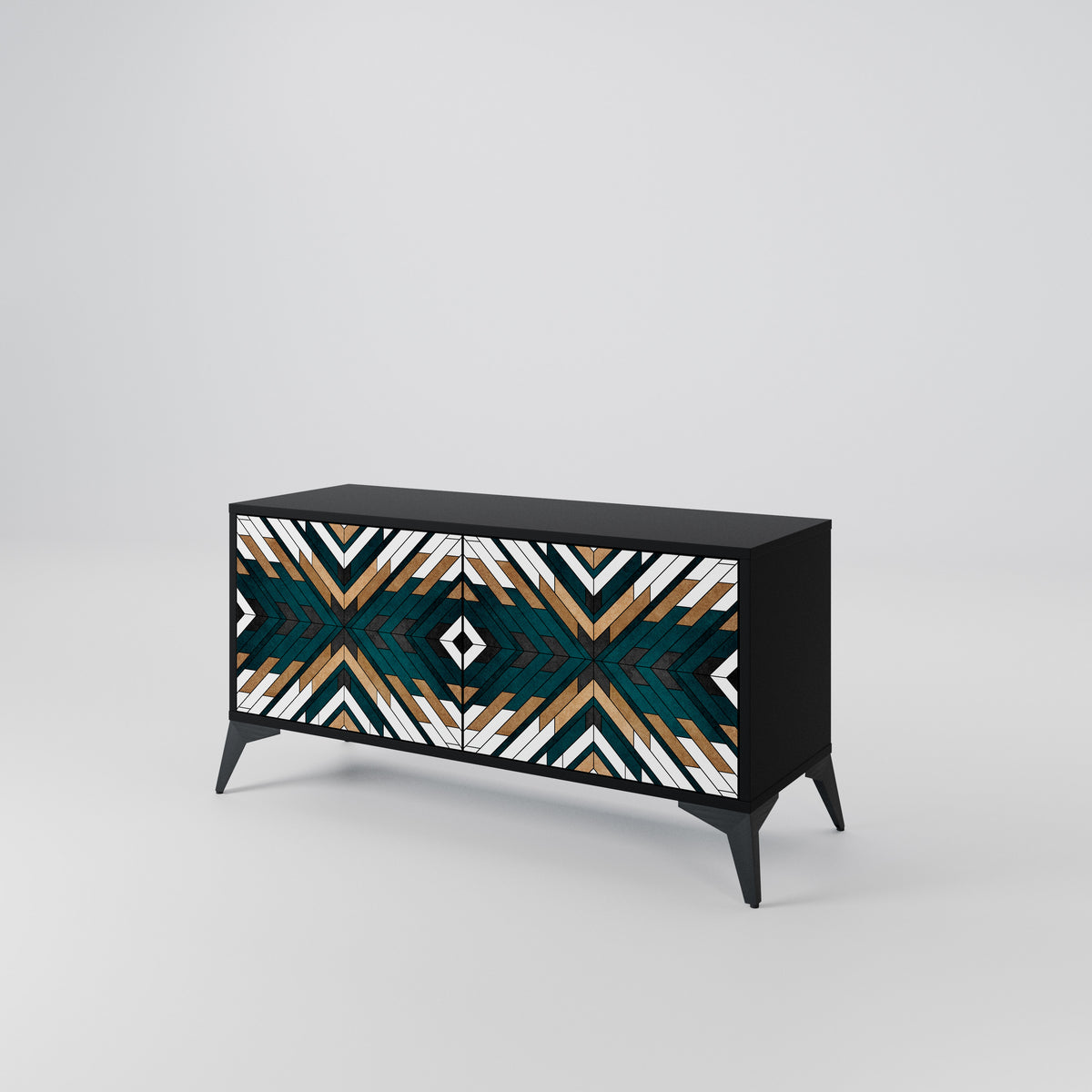 ARTISTIC GEOMETRY Kompakt TV-bänk med 2 dörrar