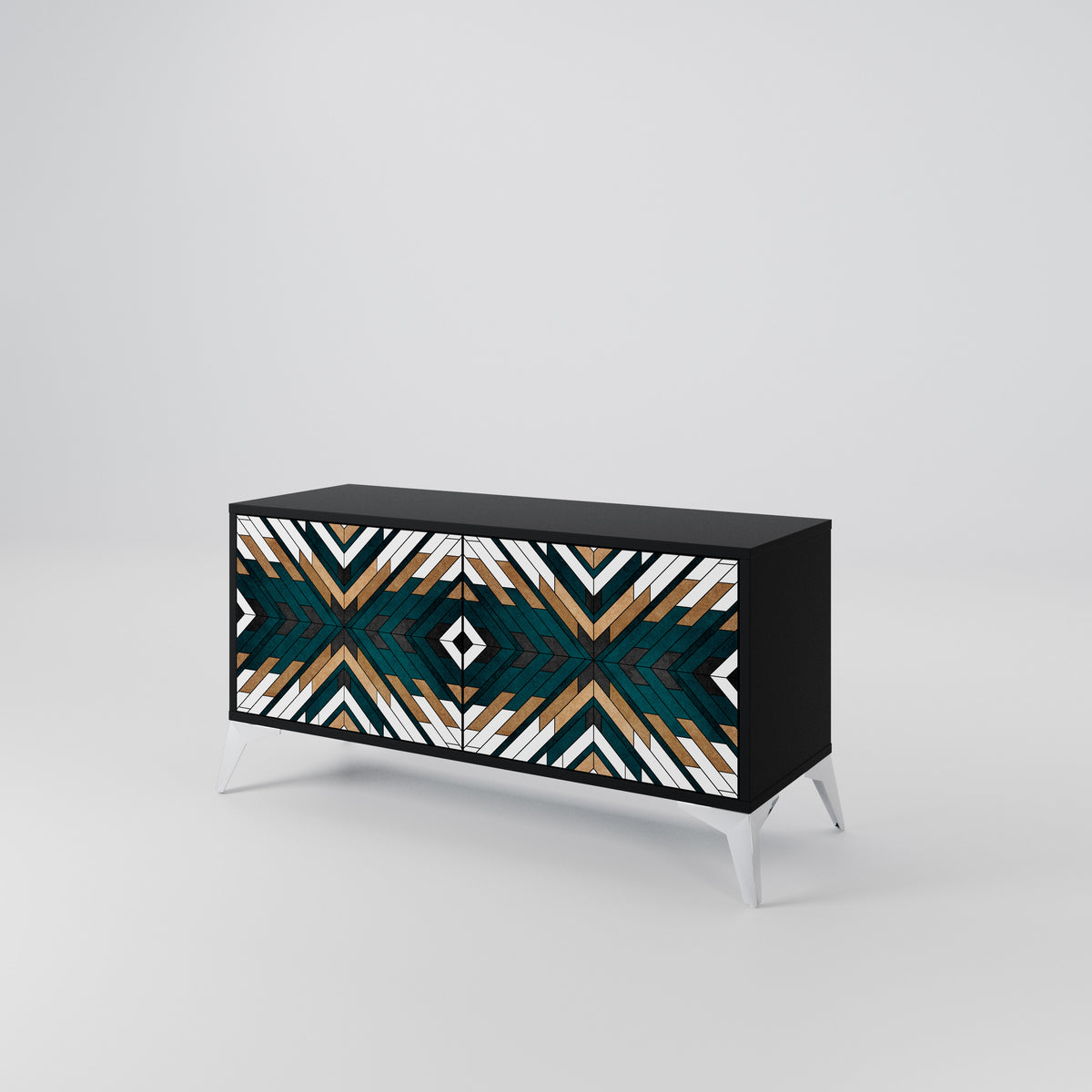 ARTISTIC GEOMETRY Kompakt TV-bänk med 2 dörrar