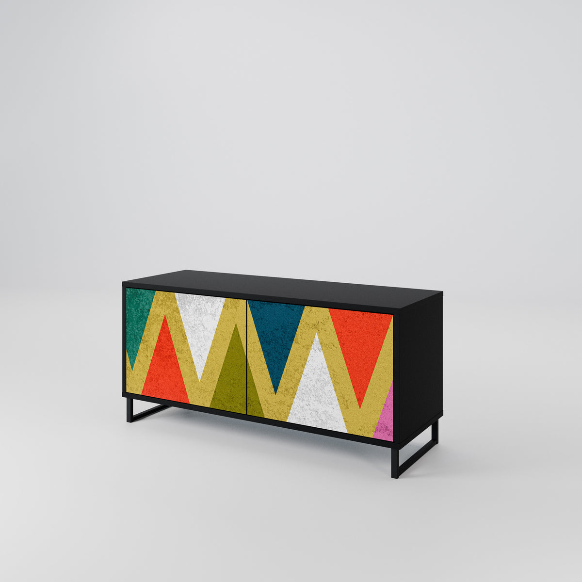 COLORFUL TRIANGLES Kompakt TV-bänk med 2 dörrar